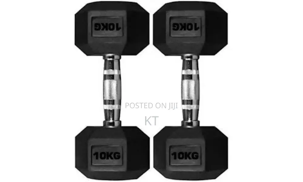 A Pair of 10kg Hex Dumbbells