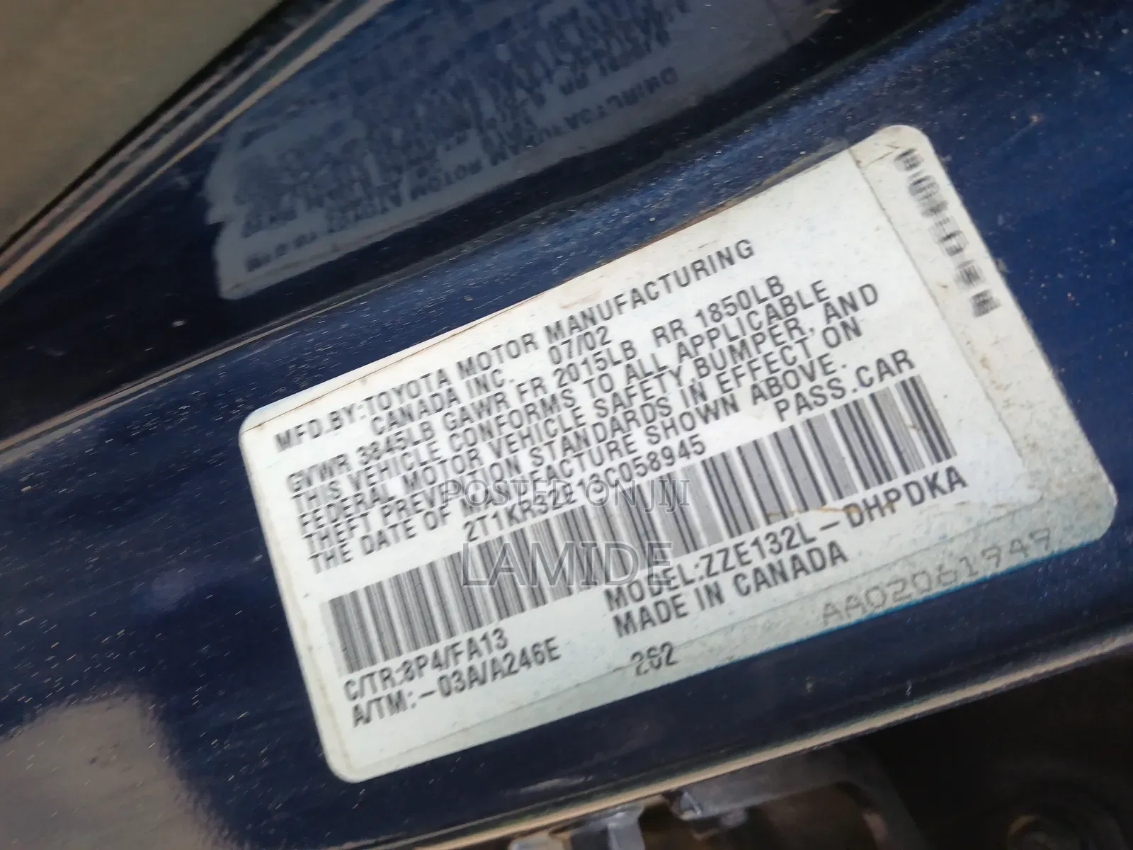 Toyota Matrix Standard AWD (1.8L 4cyl 4A) 2003 Blue