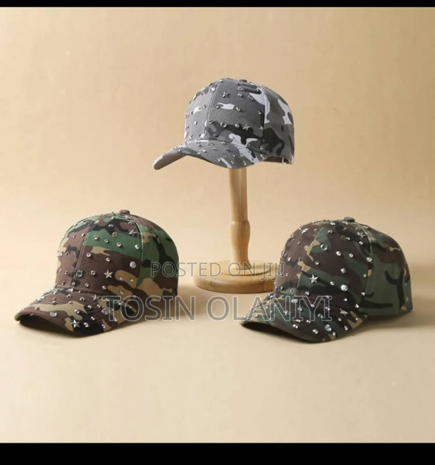 Studded Camour Face Cap