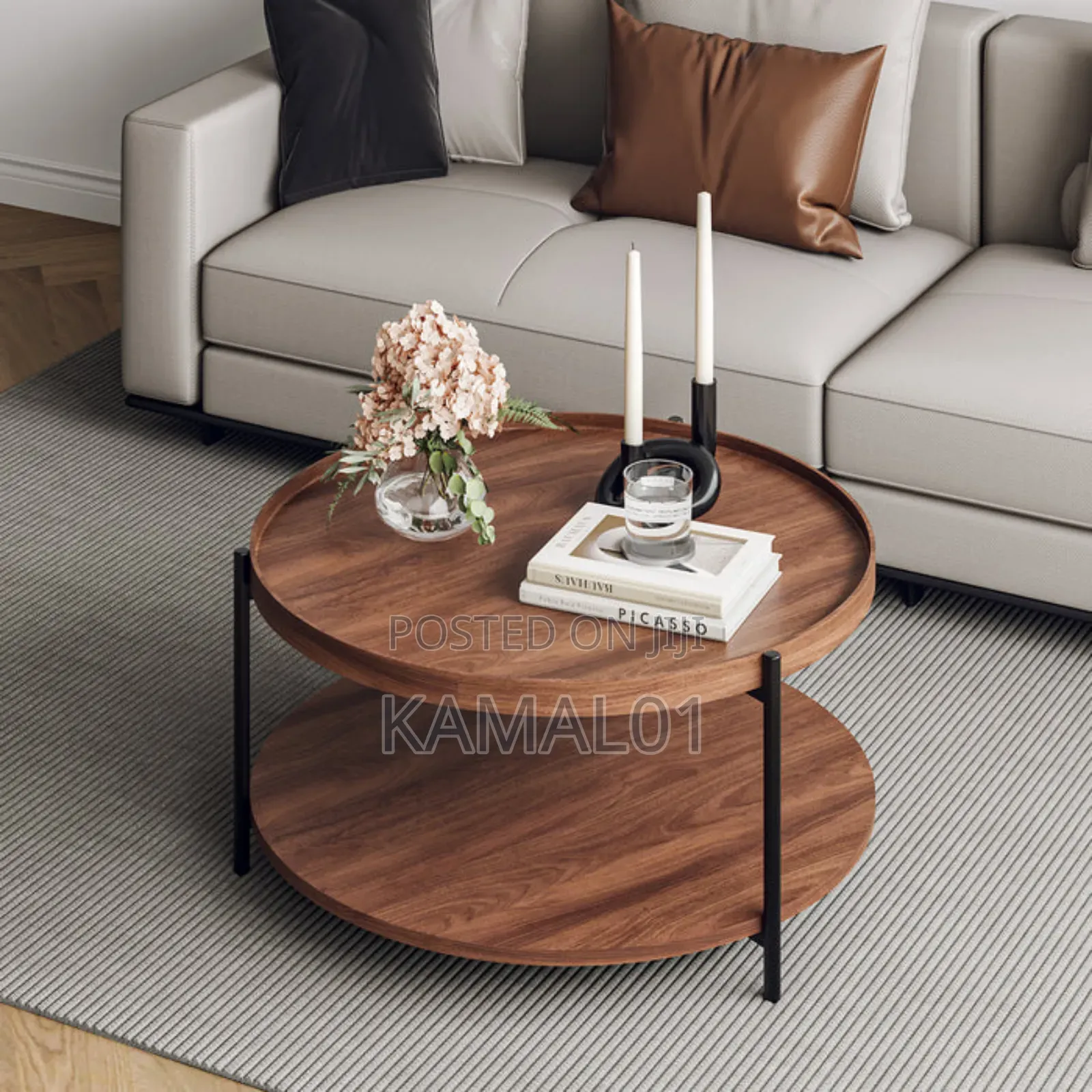 Wooden Coffee Center Table | Black Metal Legs