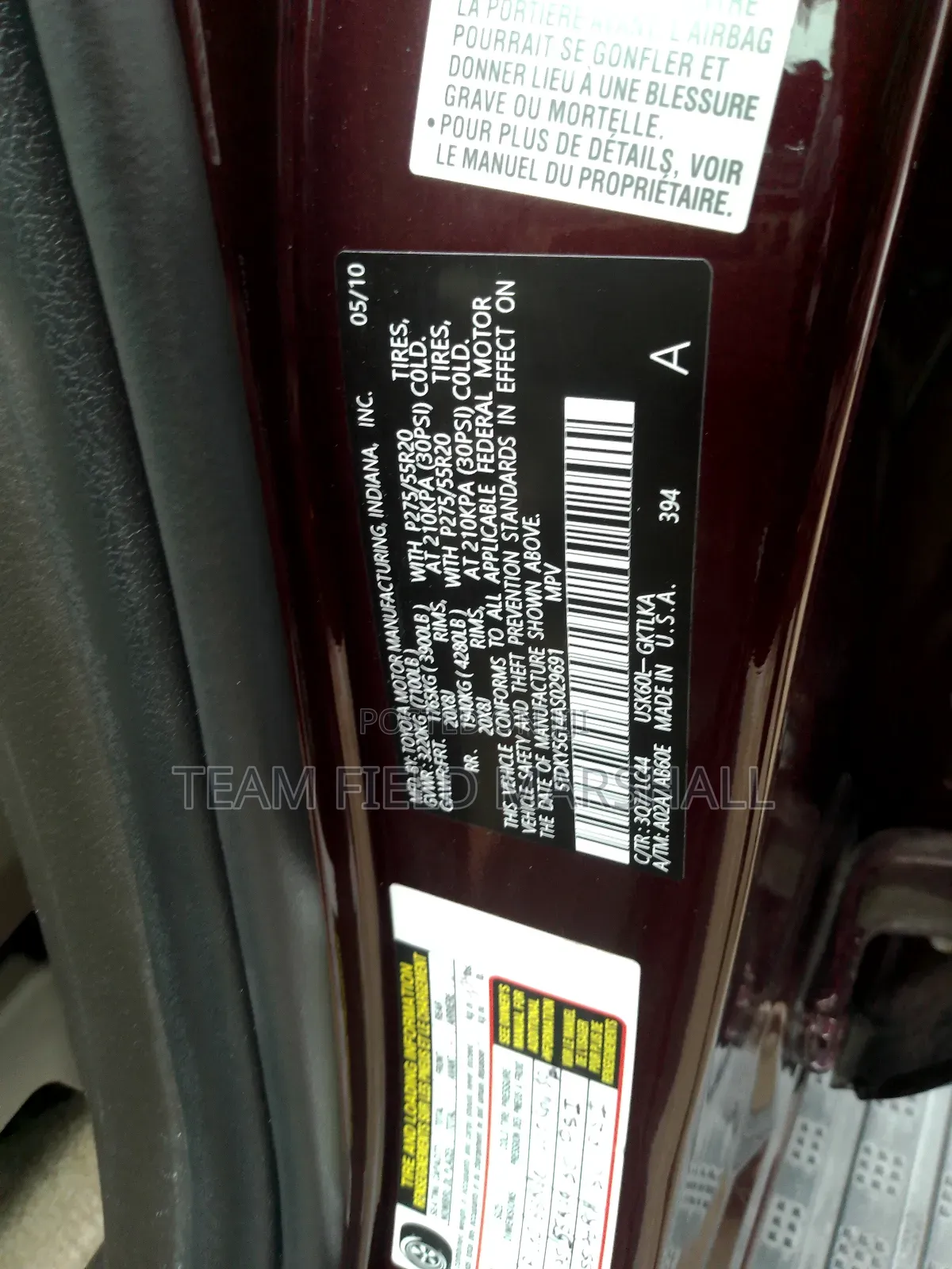 Toyota Sequoia Limited 4dr SUV (5.7L 8cyl 6A) 2010