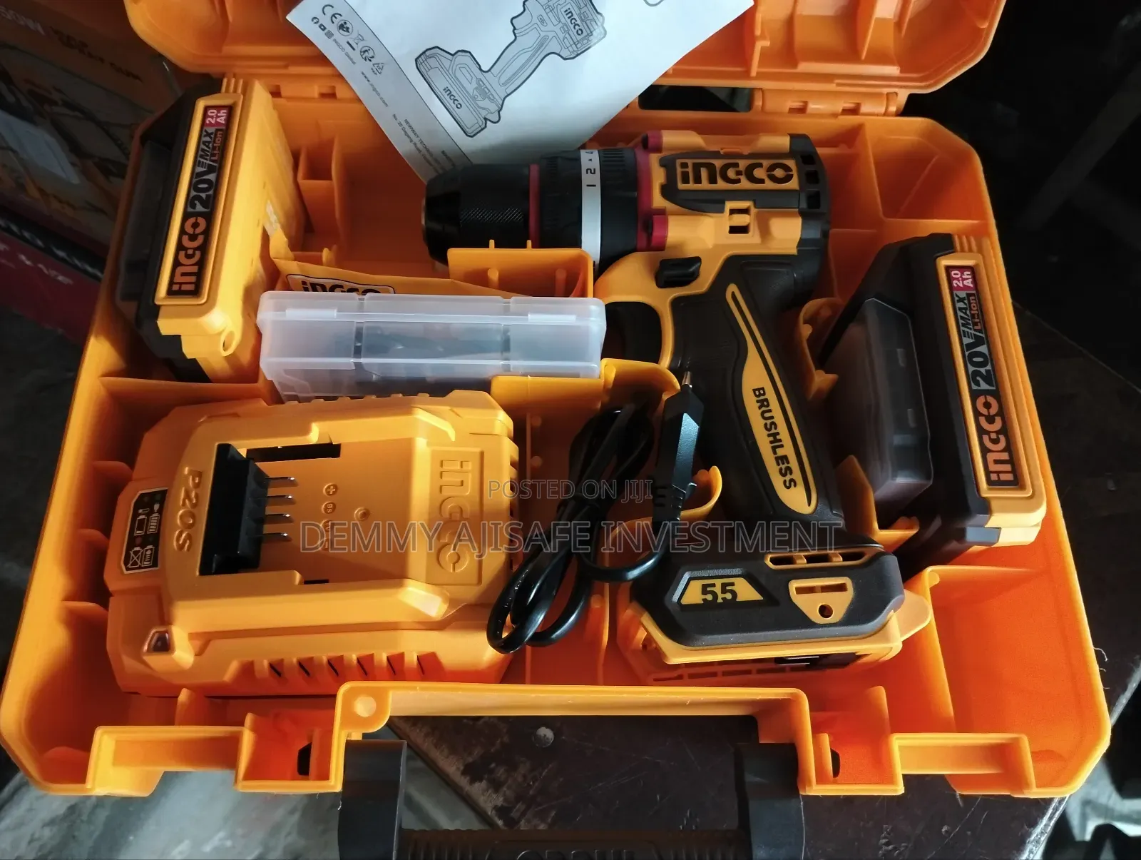 Ingco Brushless Cordless Impact Drill 55nm(Iron Chuck)