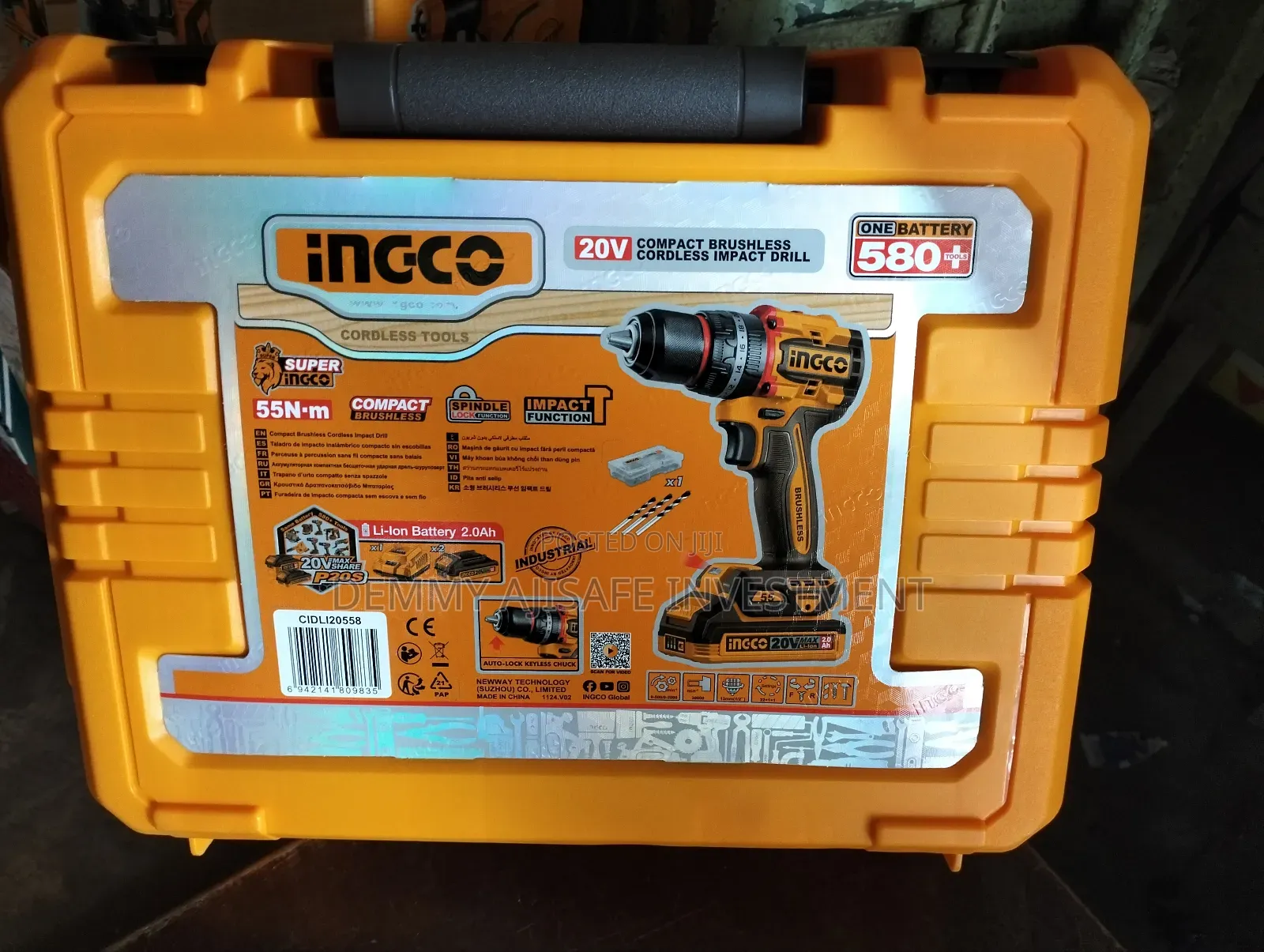 Ingco Brushless Cordless Impact Drill 55nm(Iron Chuck)