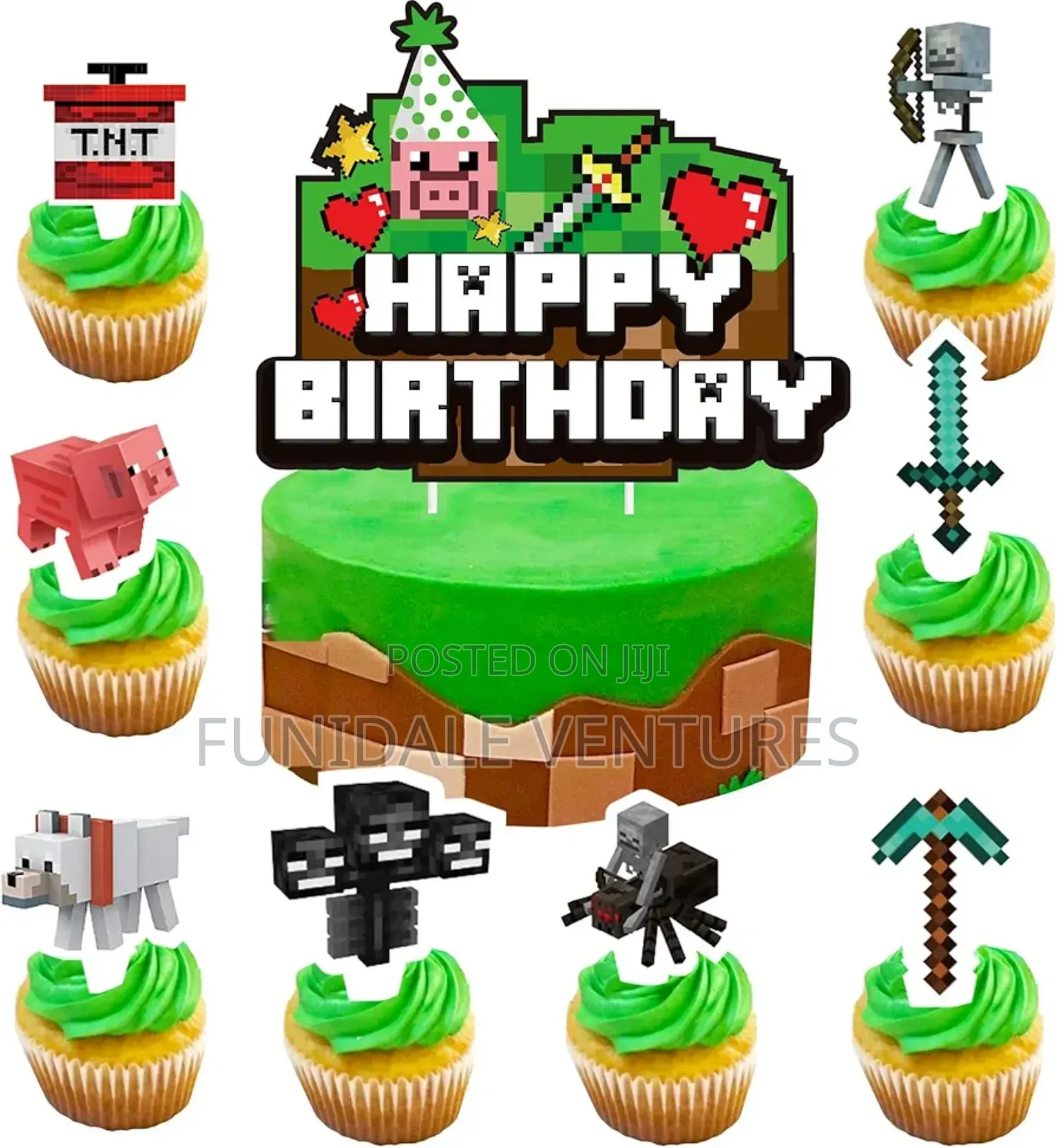 49pcs Pixel Video Gaming Cake and Cupcake Toppers