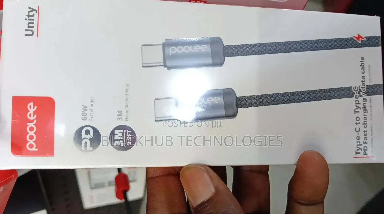 Poolee Type-C to Type-C Pd 60w 3 Meters Braided Cable