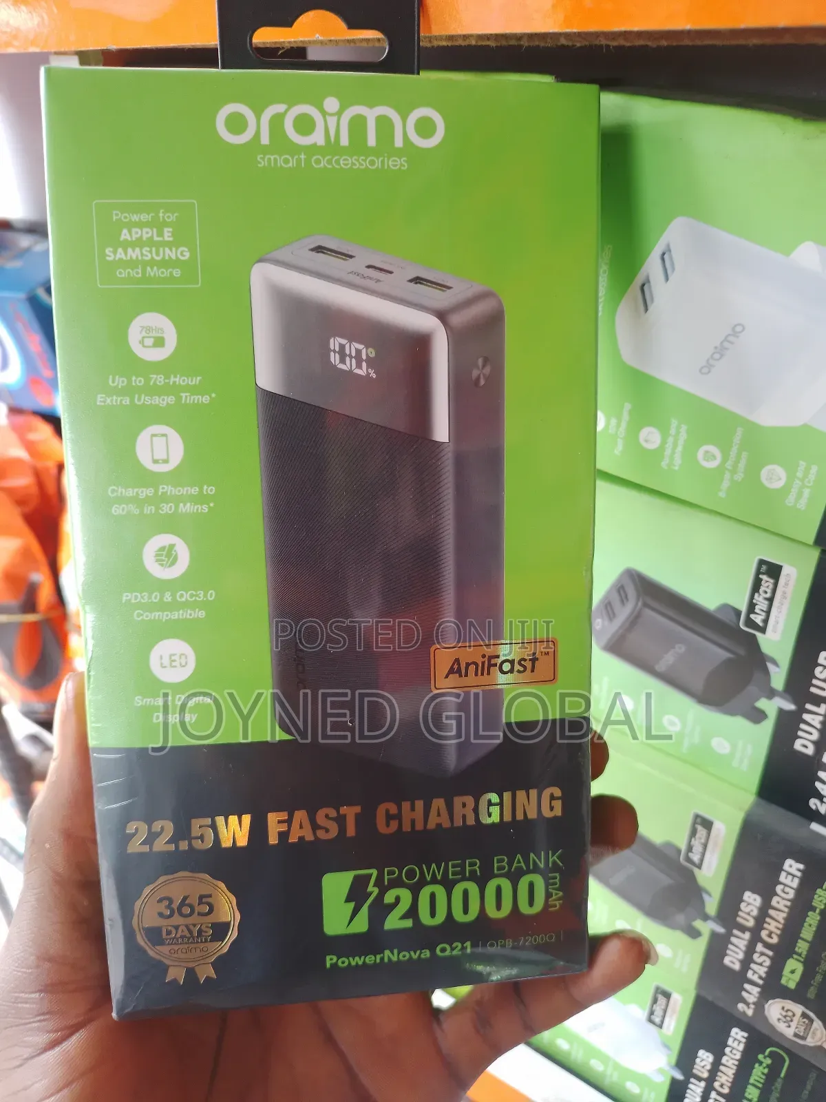 Oraimo 20000mah Powernova 22.5 Speed Chargewith Bat3 Display Powerbank