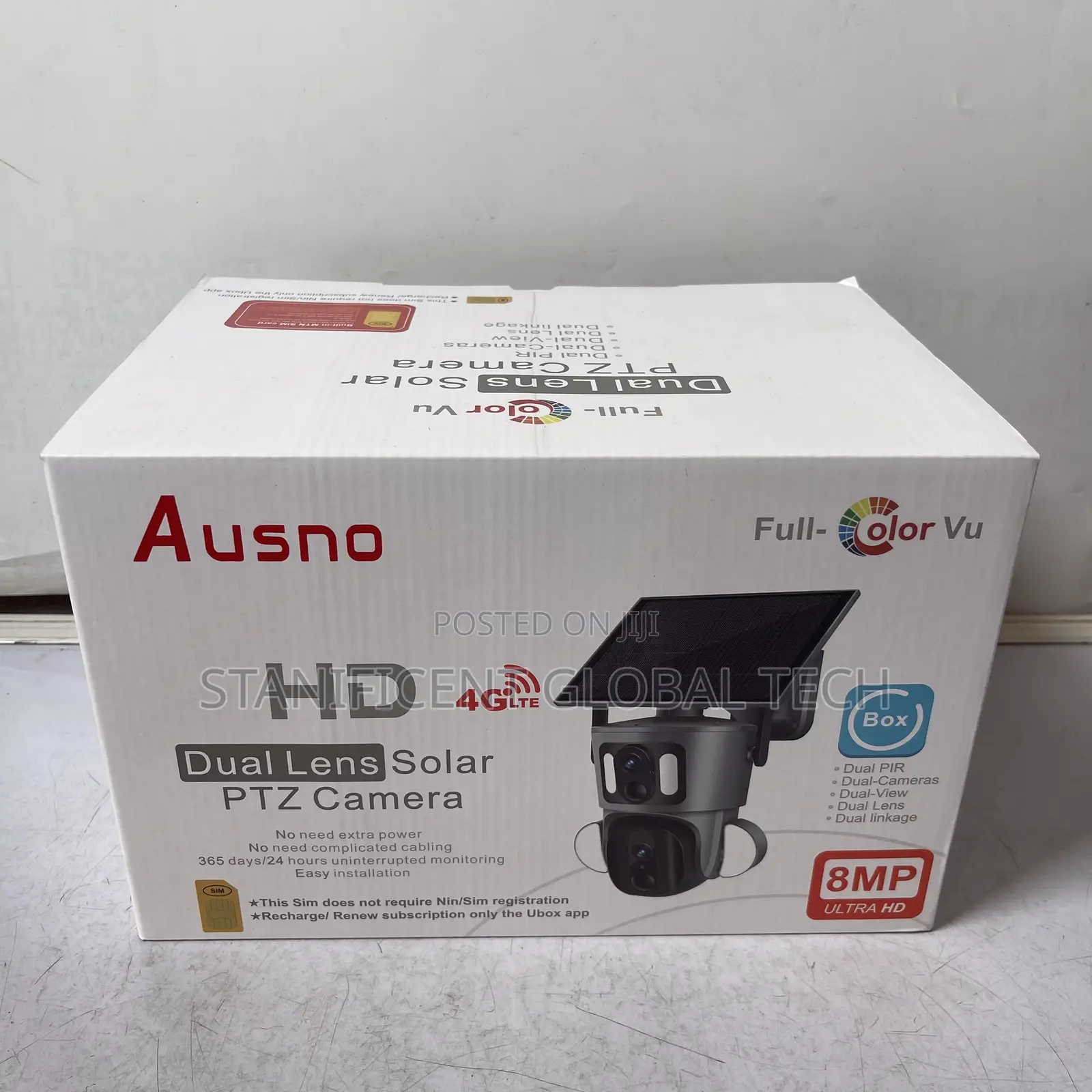 Ausno 8mp 4g Dual Lens Solar Big Outdoor Camera (Ubox App)