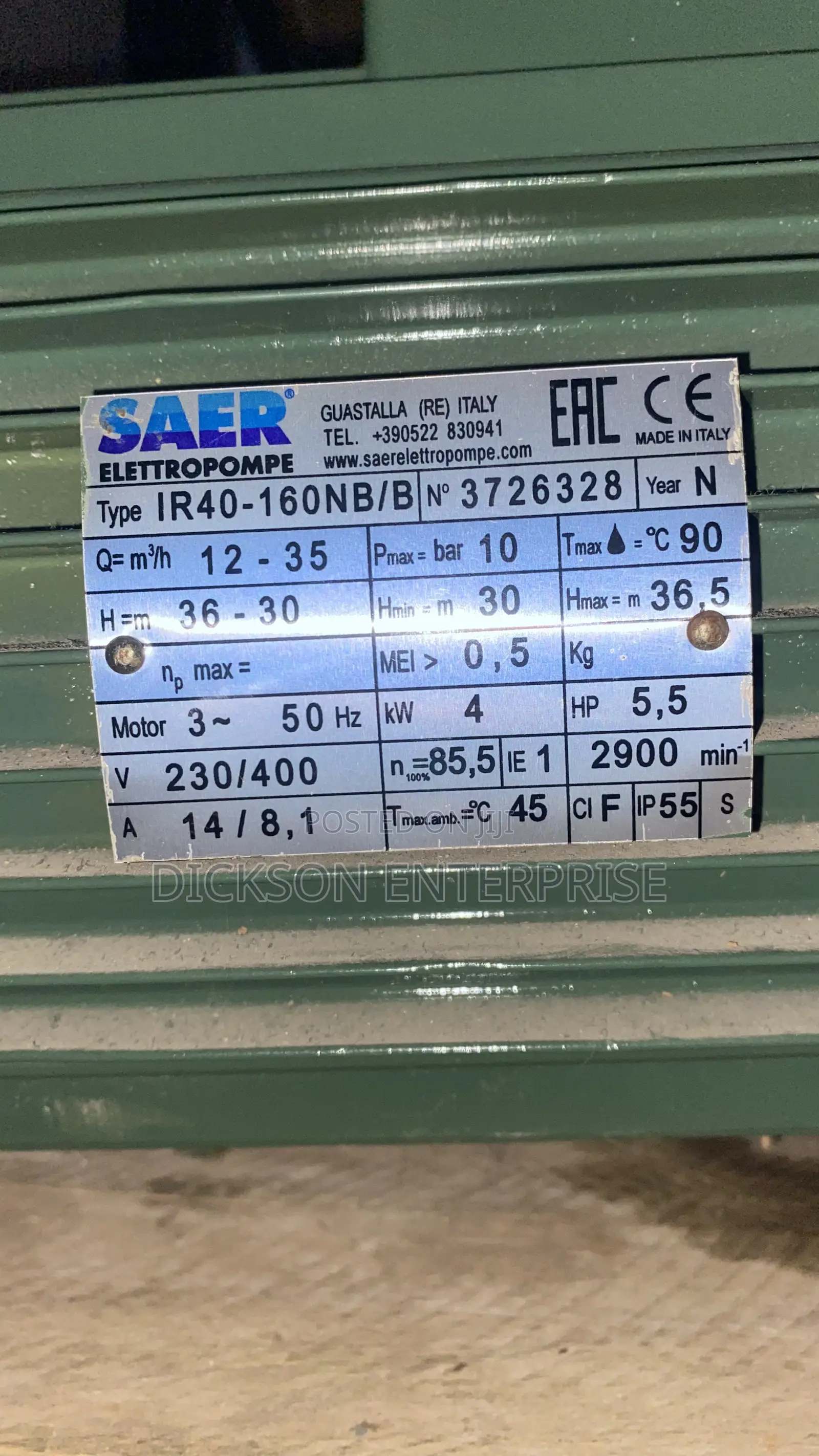 Pump Saer 4kw (5hp) 2900rpm