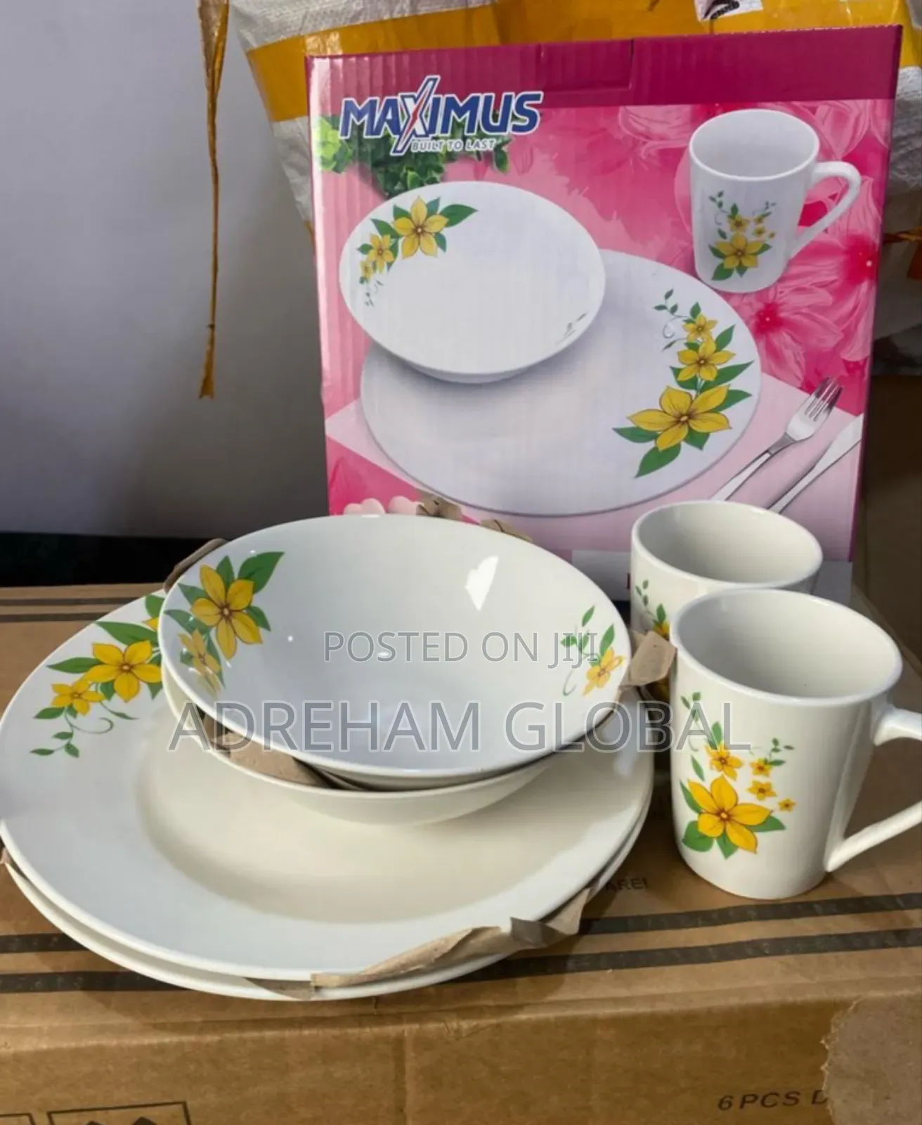 6pc Dinner Set(2 Soup Bowl,2 Flat Plate and 2 Cup