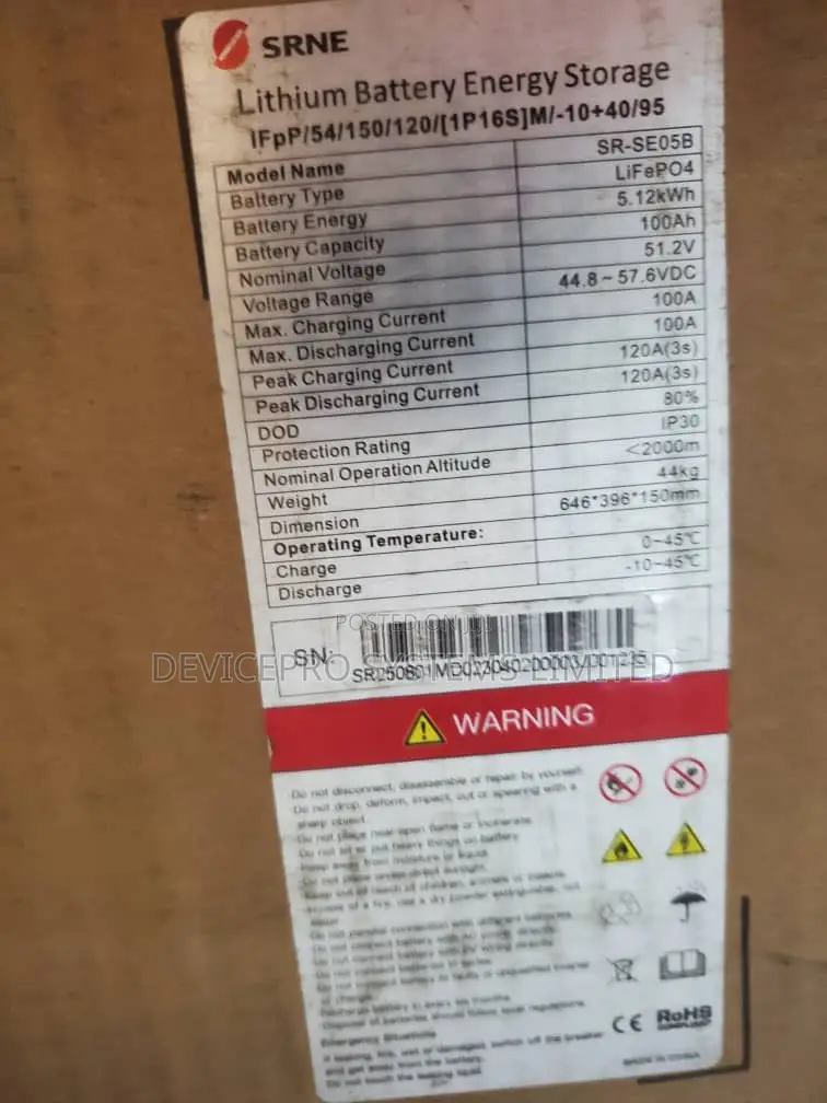 Srne 5kwh Lithium Batterysrne 5kwh-48v (Eoc05b) Lithium Battery