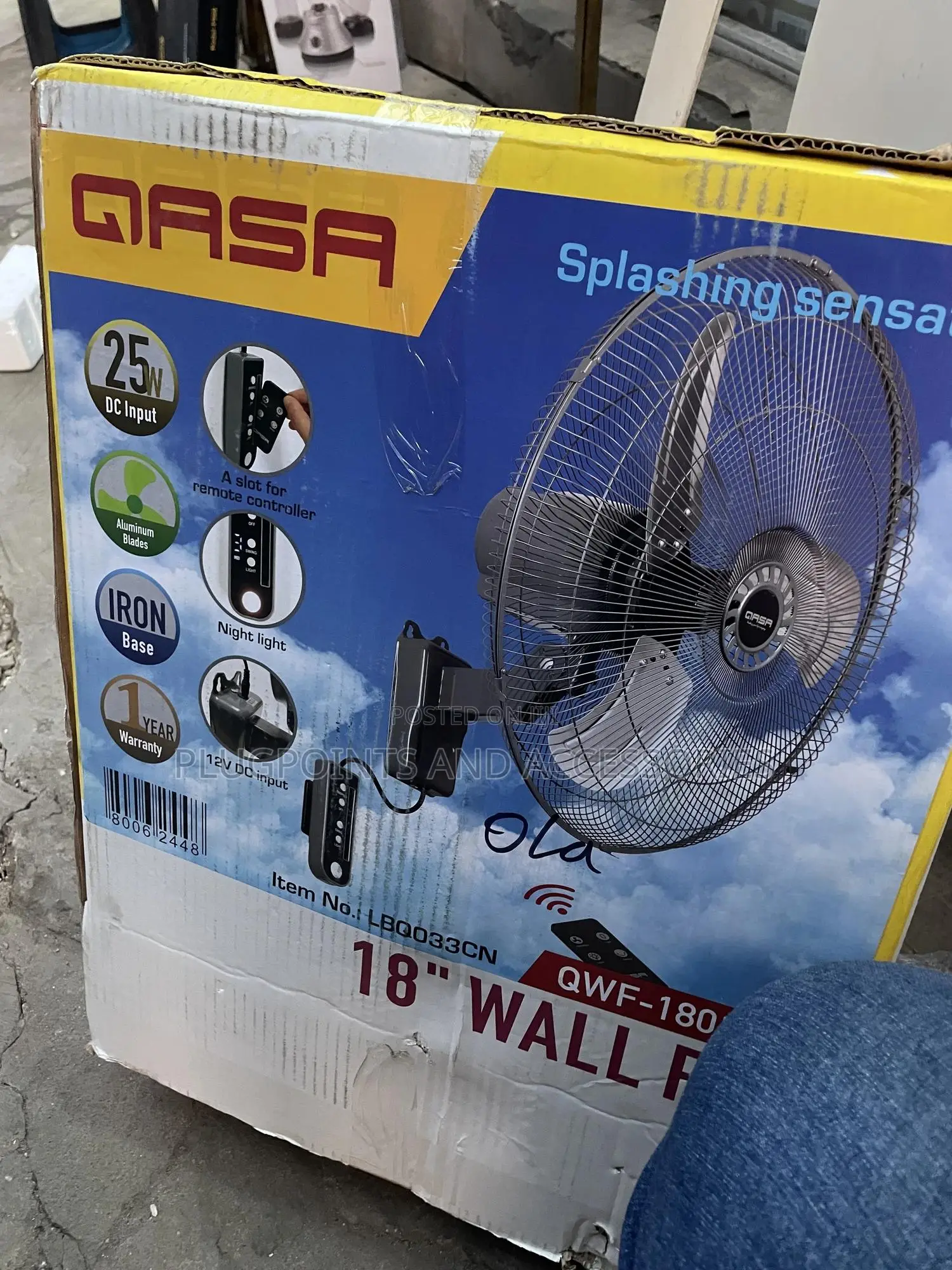 Qasa Wall Fan Ac Dc -18” for Solar Inverter and Prepaid