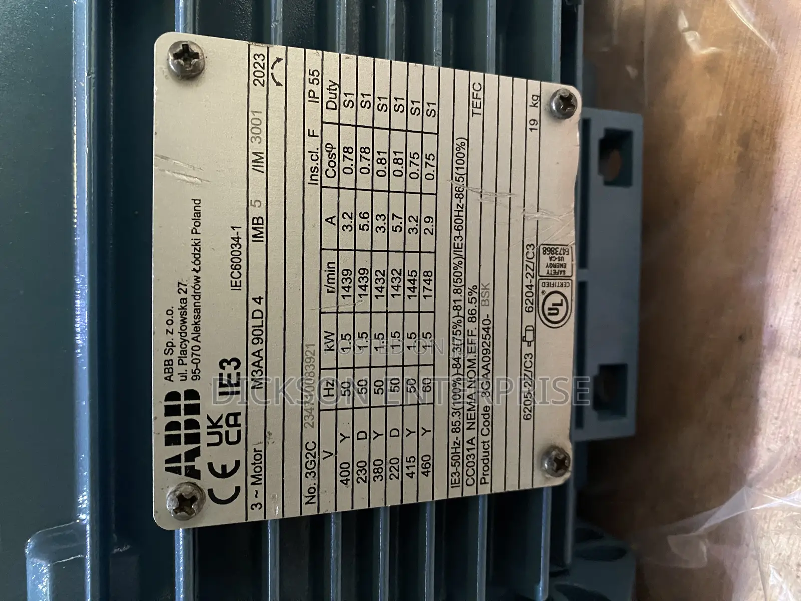 Electric Motor Abb 1.5kw (2hp) 1440rpm.