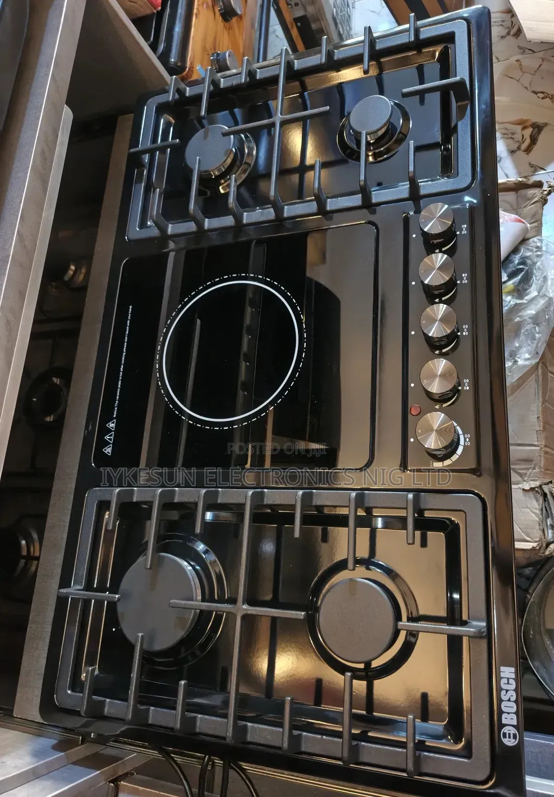 Original Bosch 90cm Built-in Black Steel Gas Electric Cooker Hob Etc
