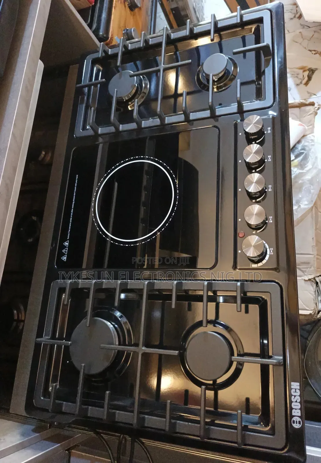 Original Bosch 90cm Built-in Black Steel Gas Electric Cooker Hob Etc