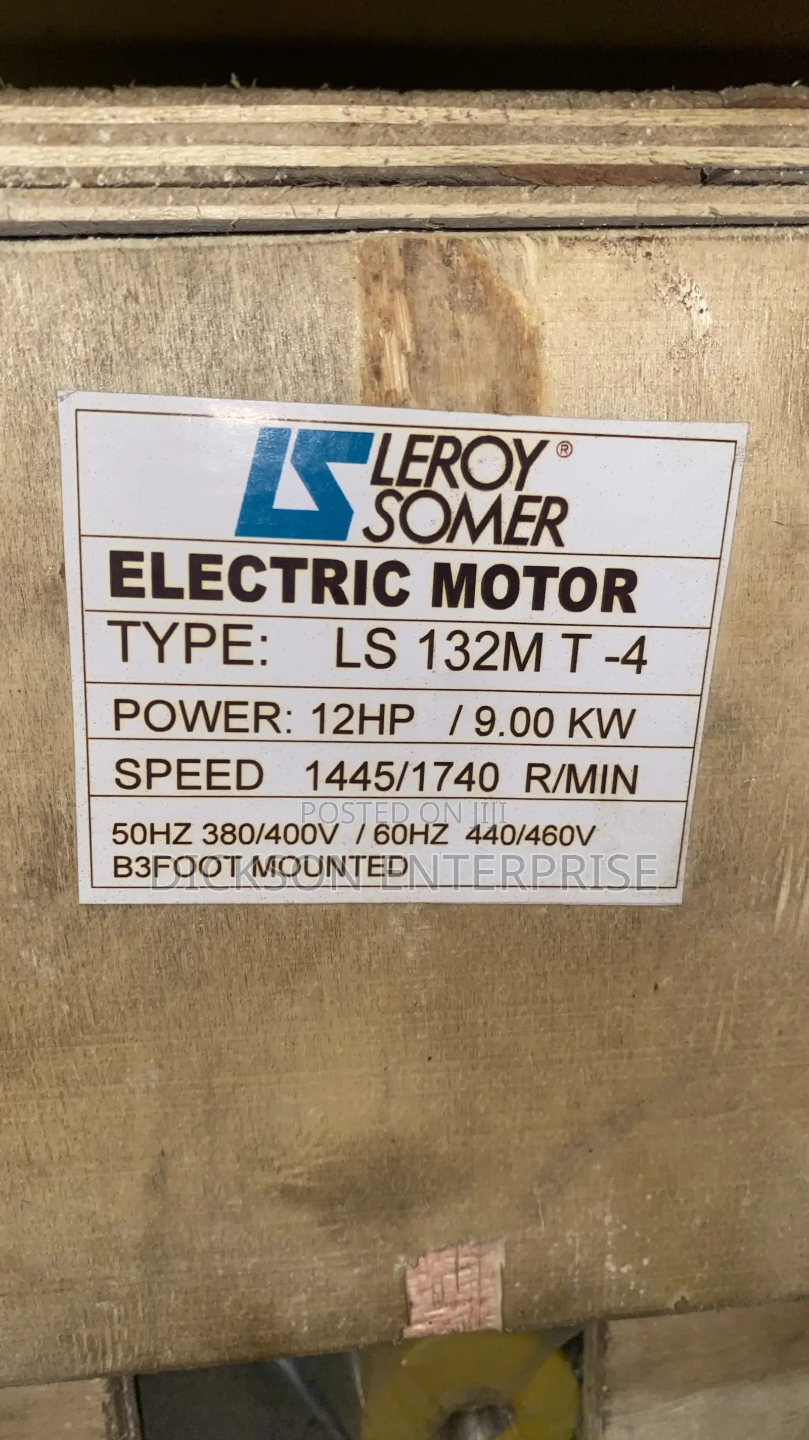 Electric Motor 9kw (12hp) 1445rpm