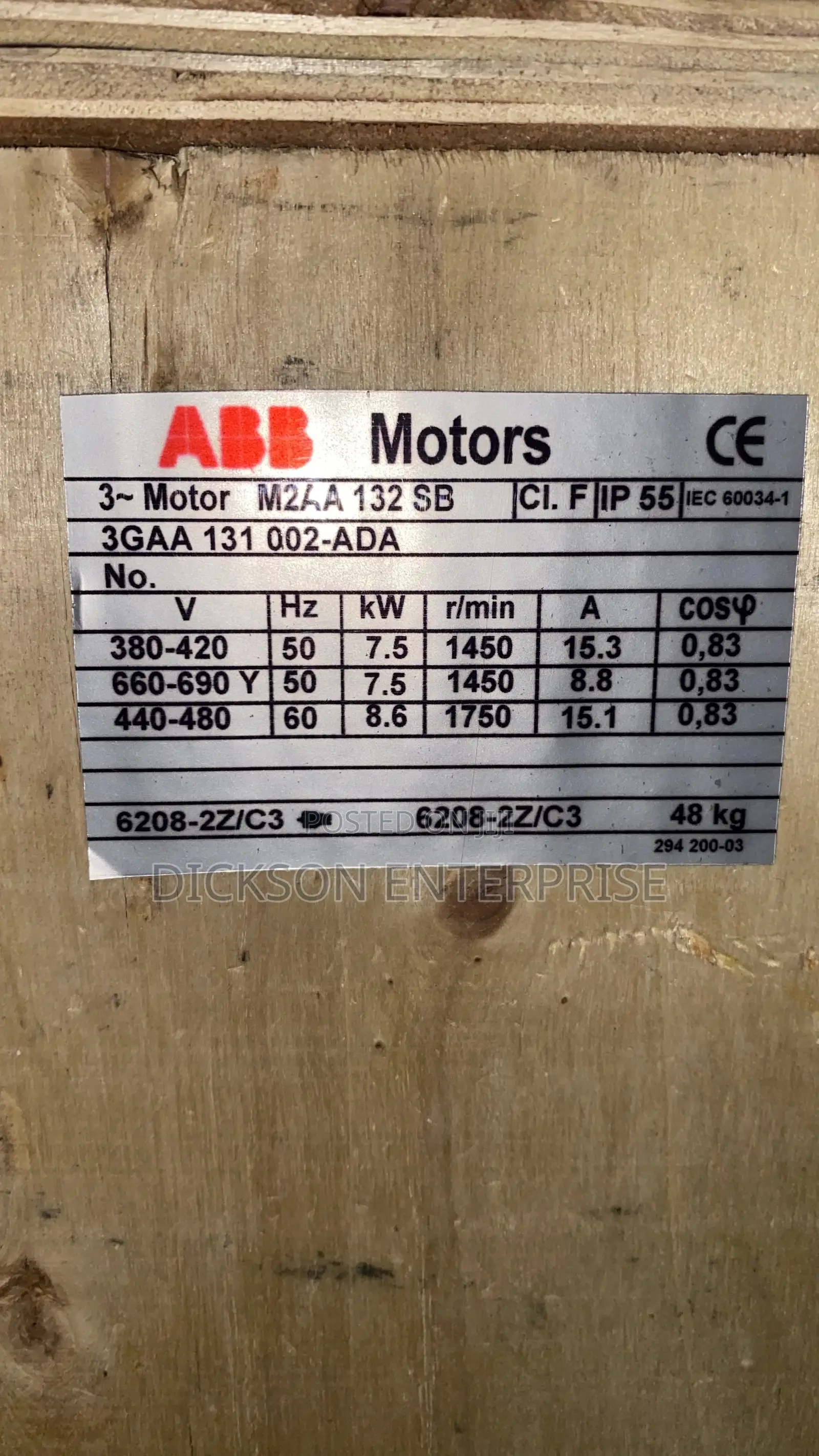 Electric Motor Abb 7.5kw (10hp) 1450rpm