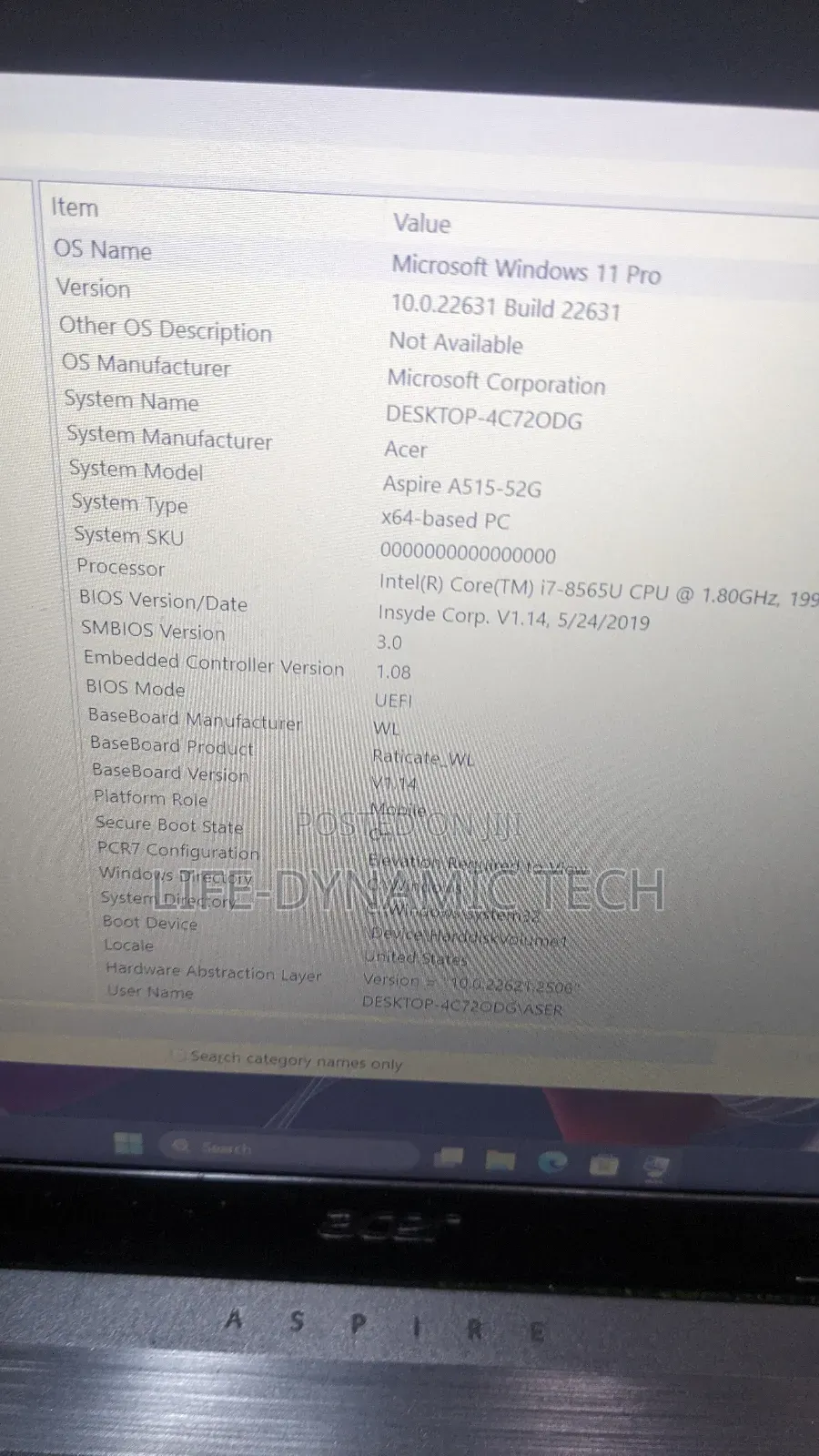 Laptop Acer Aspire A515-52 16GB Intel Core I7 SSD 256GB