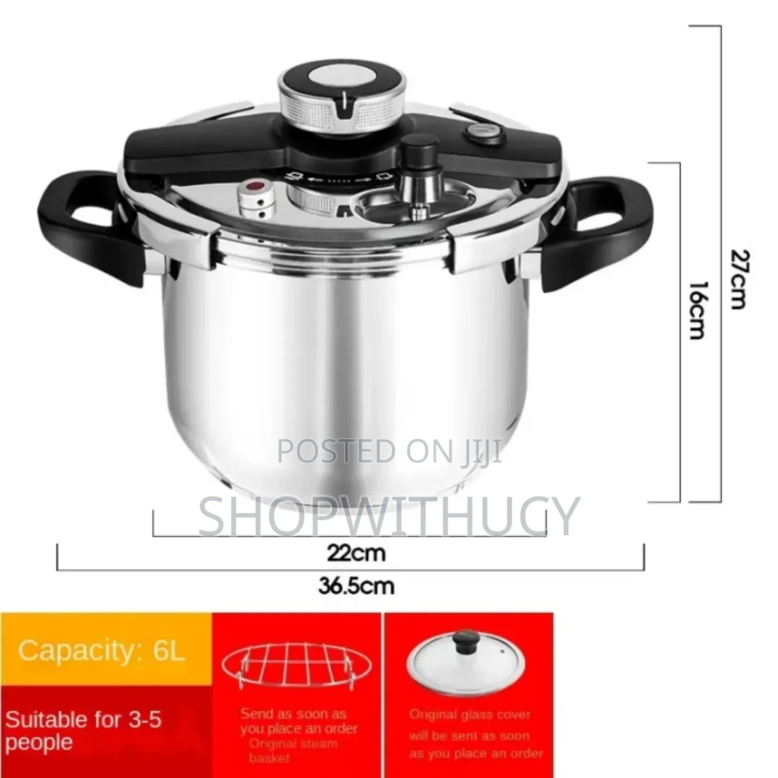 Unique Pro 3in1 Pressure Cooker Stainless Steel With Steamer, 7l + 5l