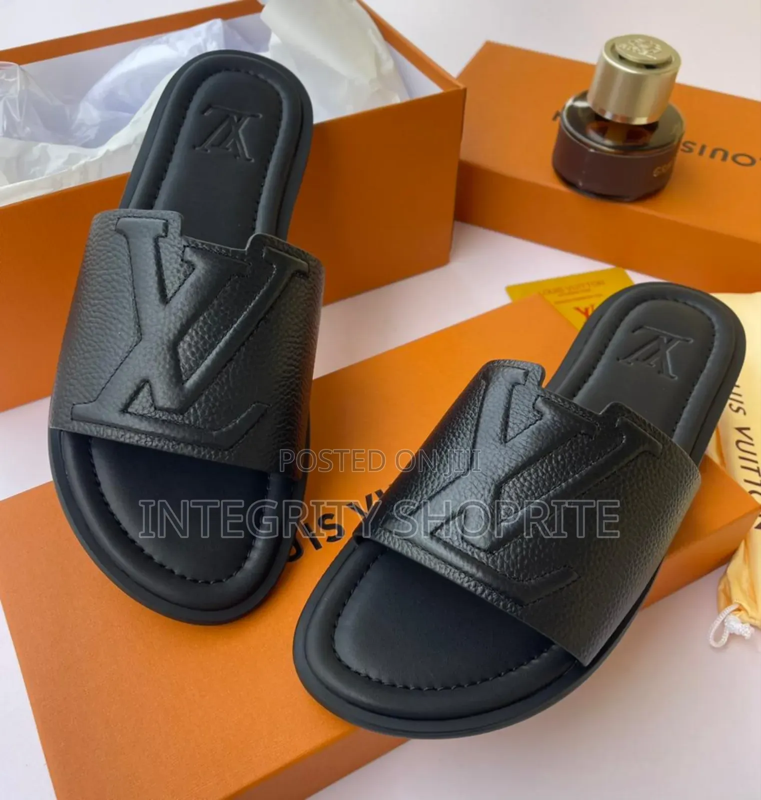 Black Leather Slippers