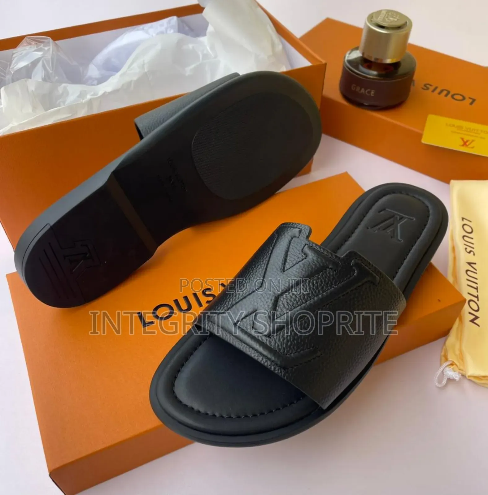 Black Leather Slippers