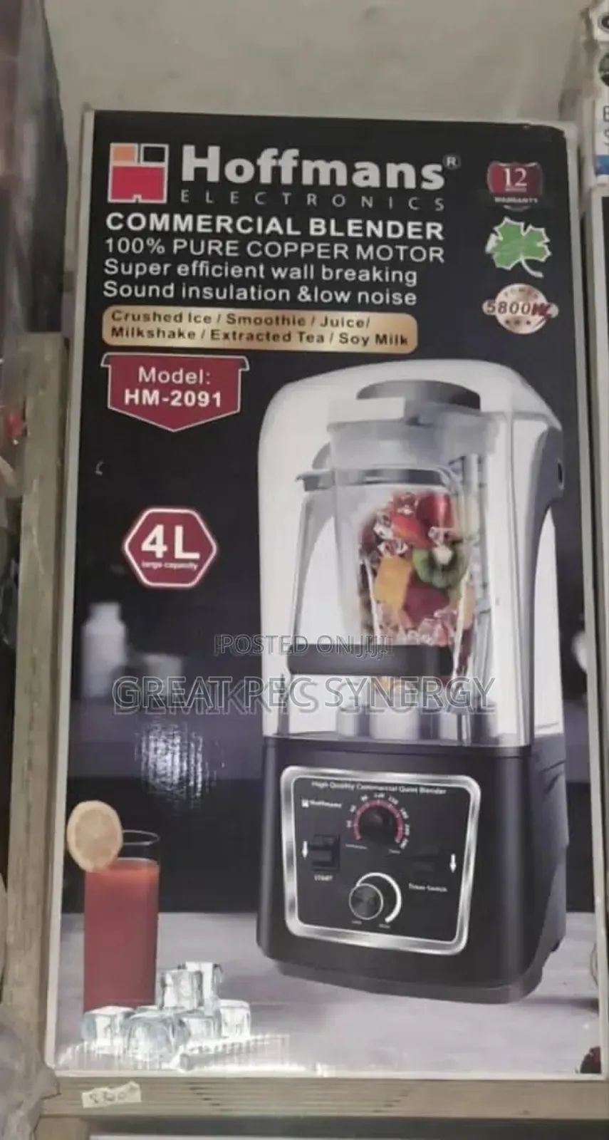 4 Liters Hoffman Heavy Duty Sound Proof Digital Blender