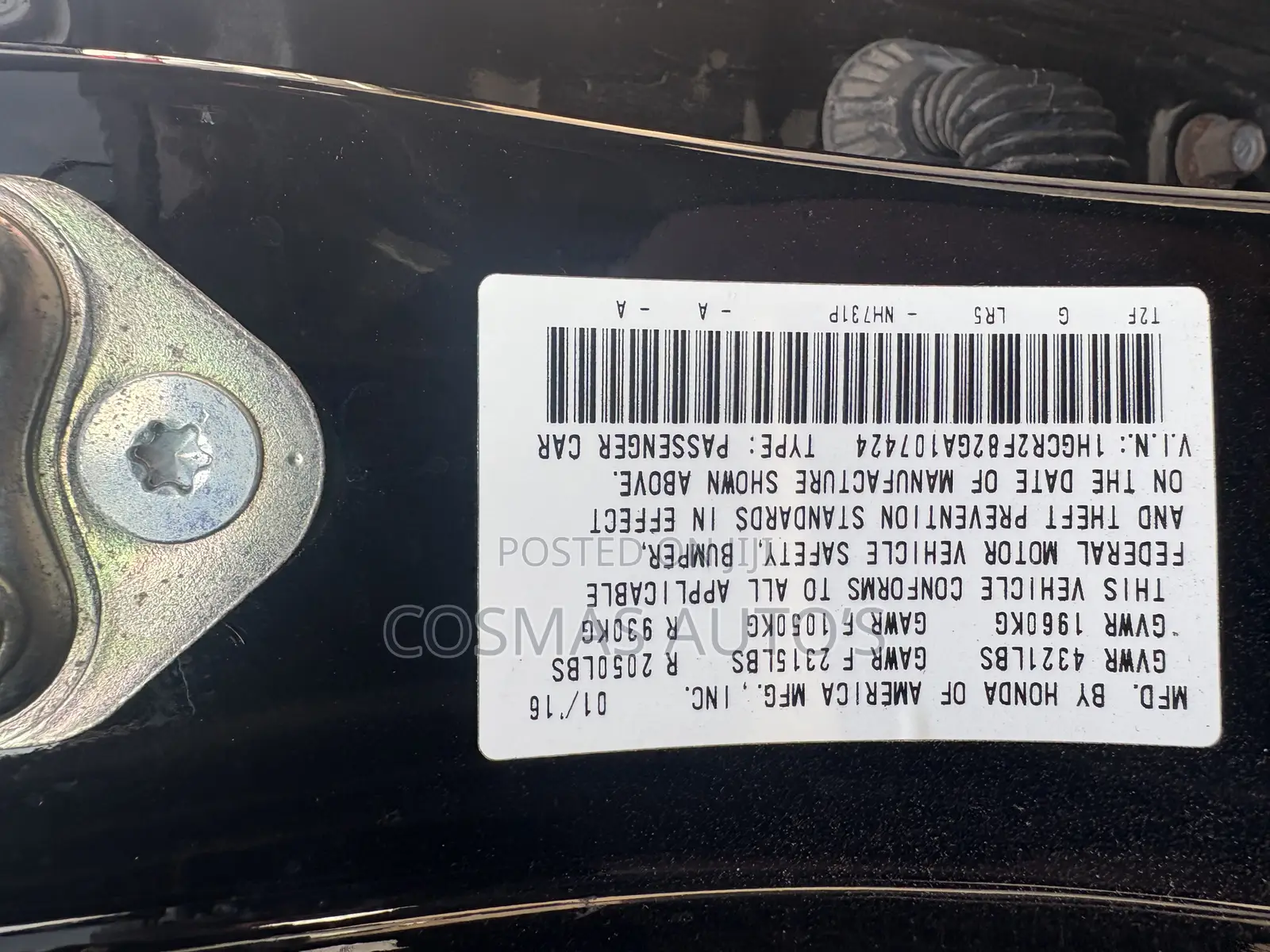 Honda Accord 2016 Black