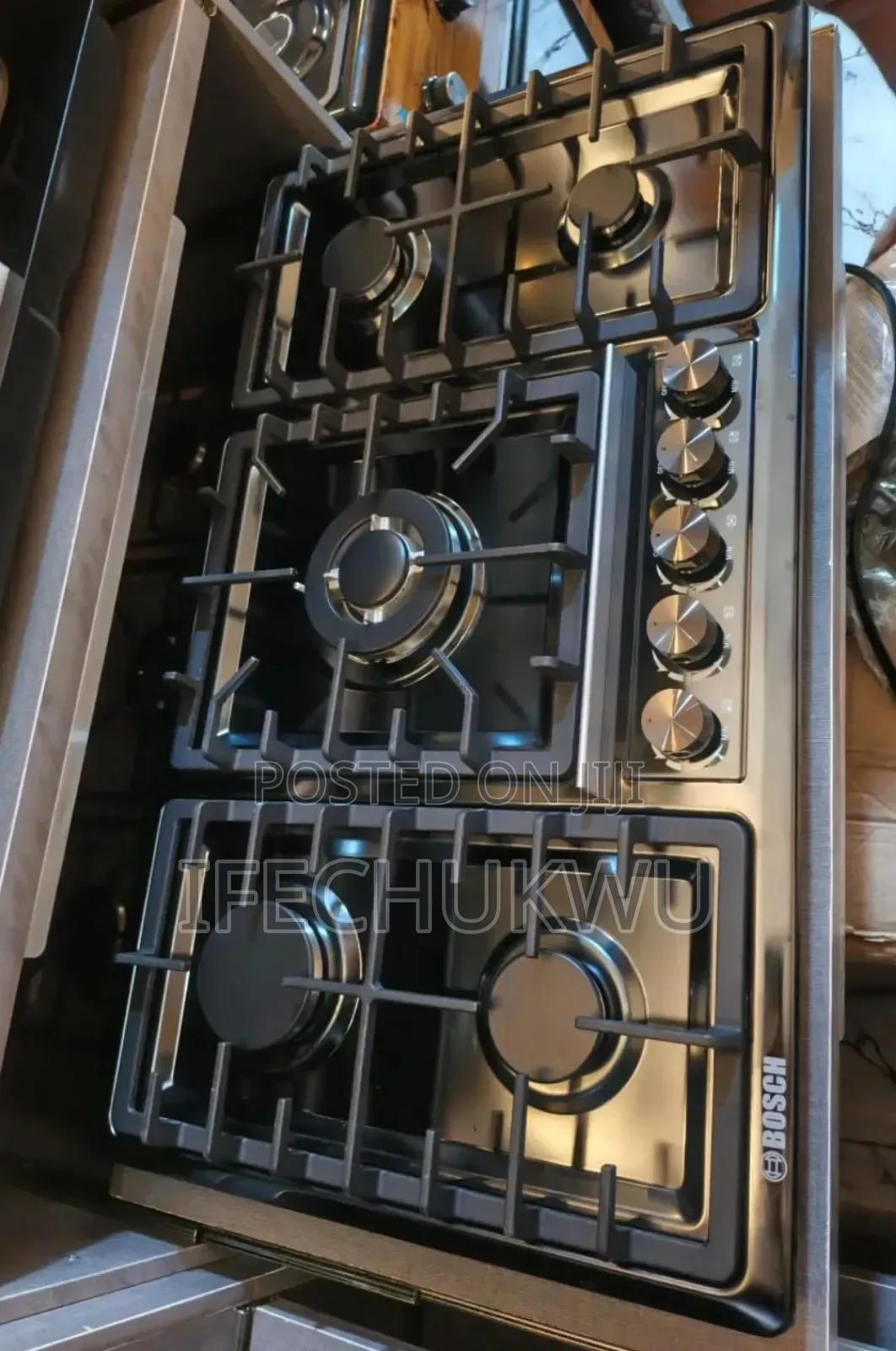 Original Bosch 90cm Built-in Black Stainless Steel Gas Cooker Hob Etc