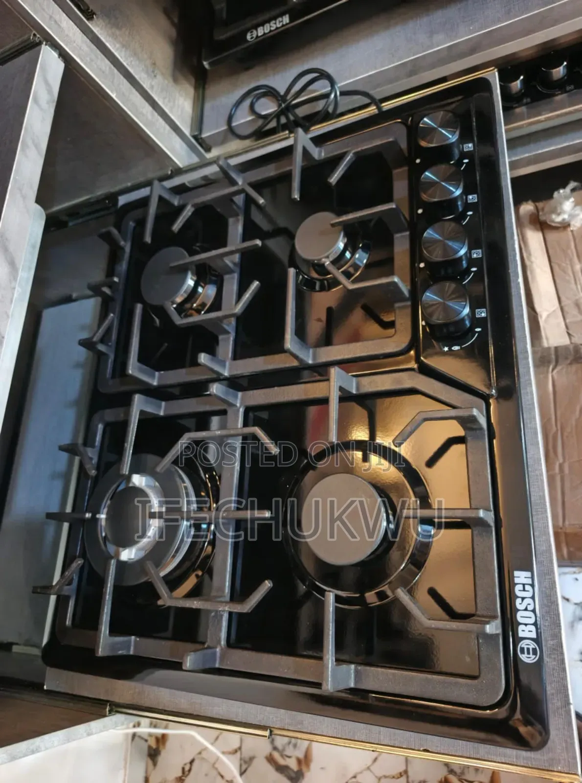 Original Bosch Built-in 4 Burners Black Stainless Steel Gas Cooker Hob