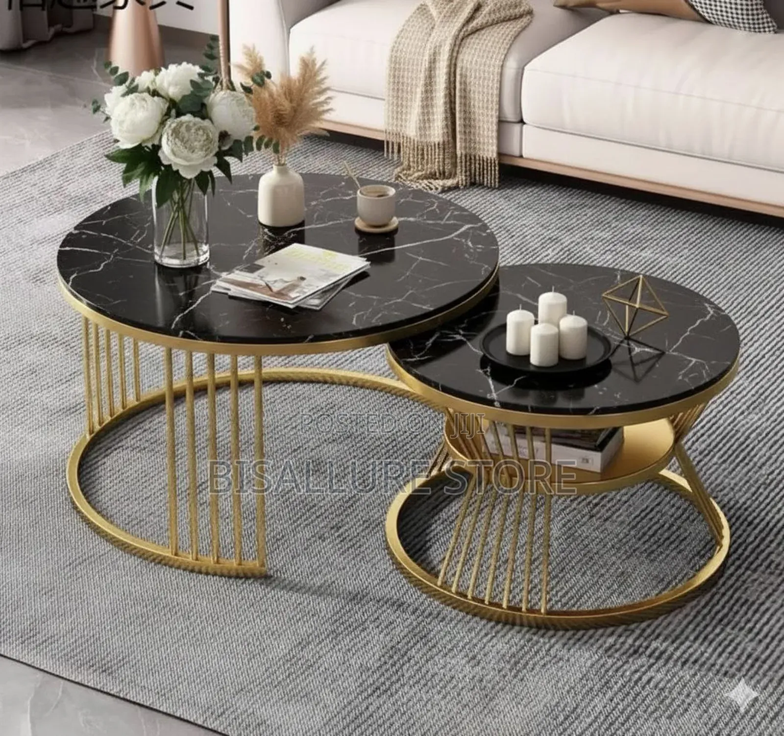 Nordic Glass Marble Design Twin Center Table