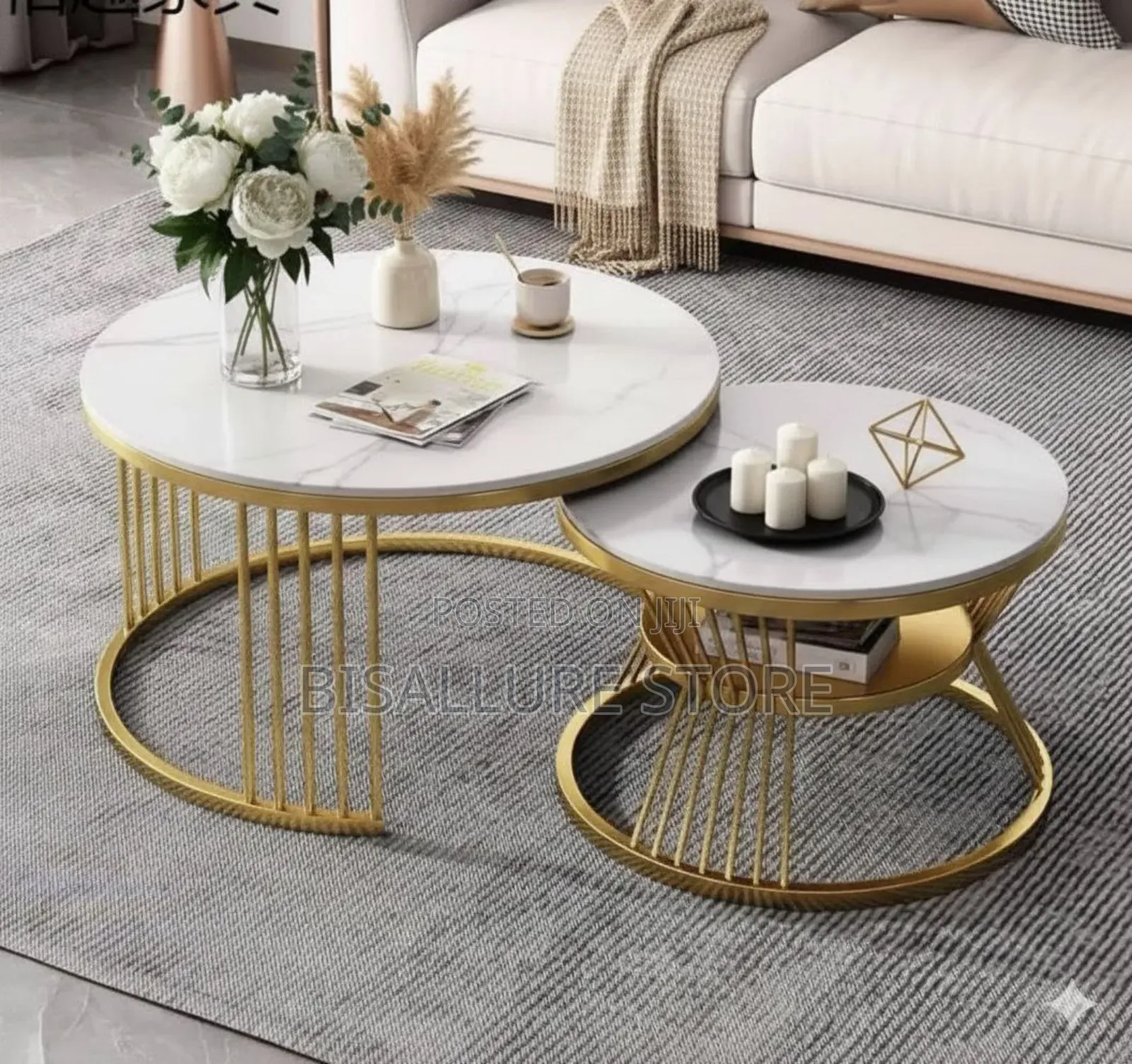 Nordic Glass Marble Design Twin Center Table
