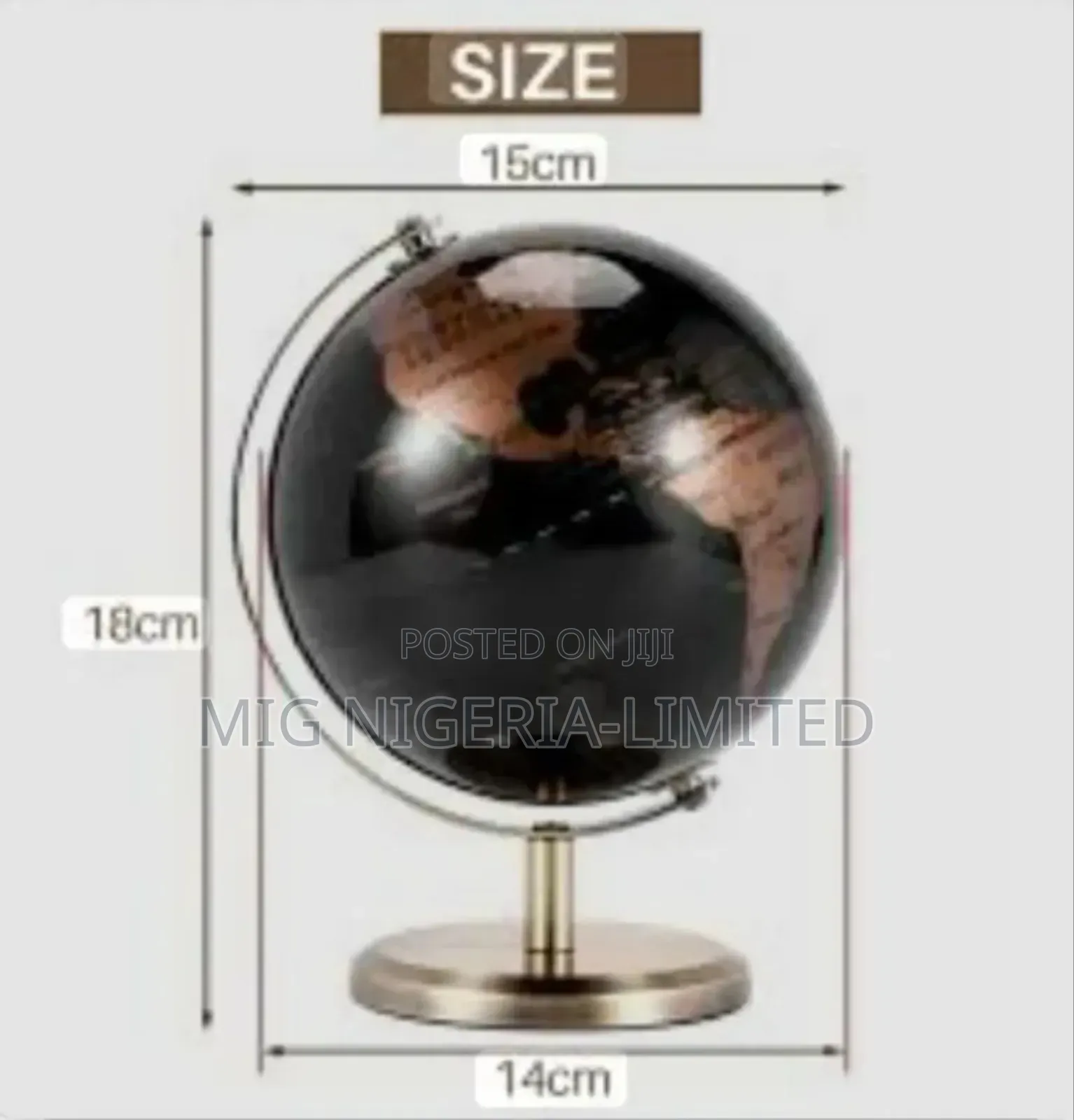 World Globe Black - Stainless Steel Arc and Base Table Top and Shelves