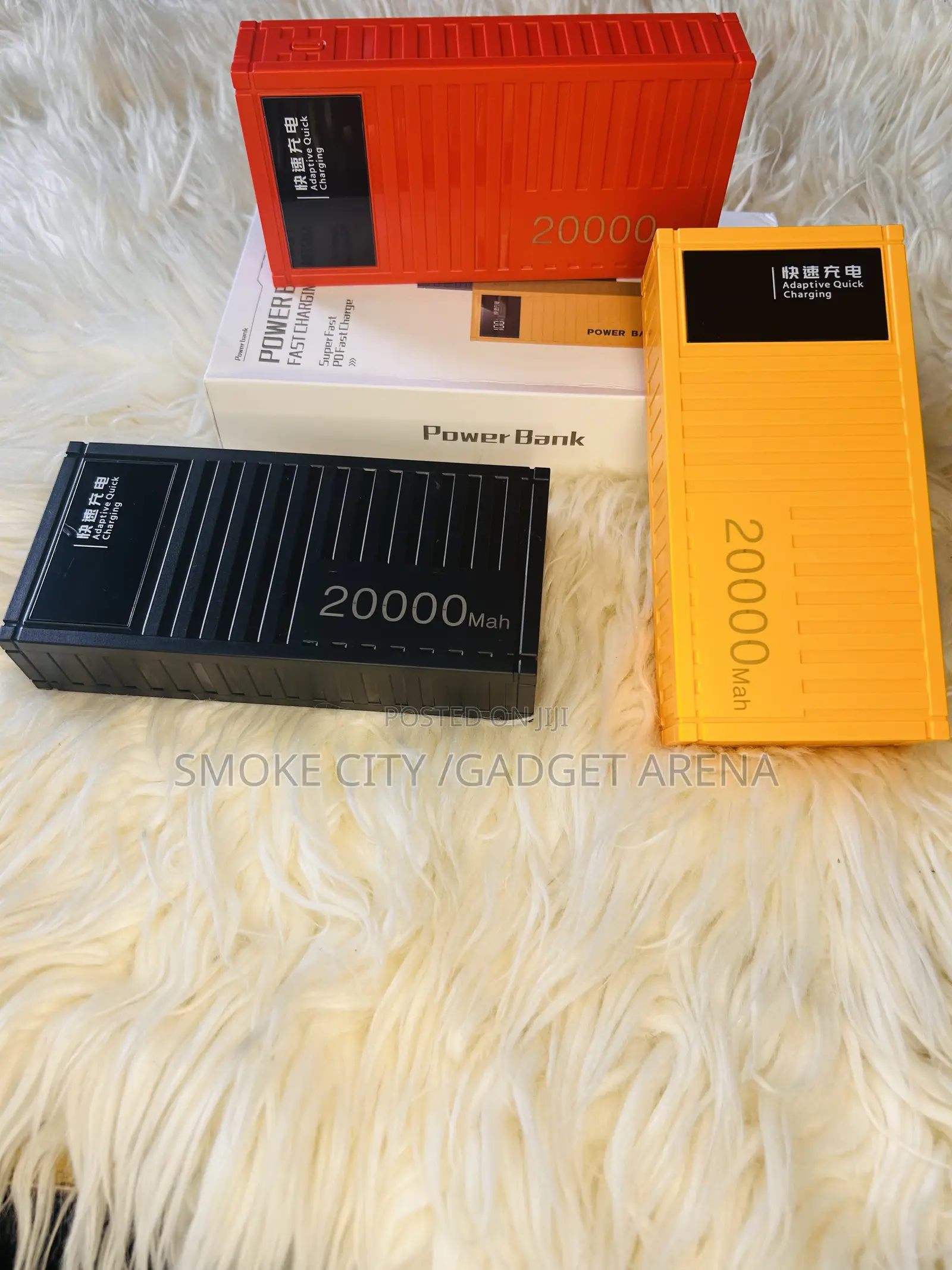 20,000 Mah Very Fast Charge Power Bank in Black,Orange,Yellow