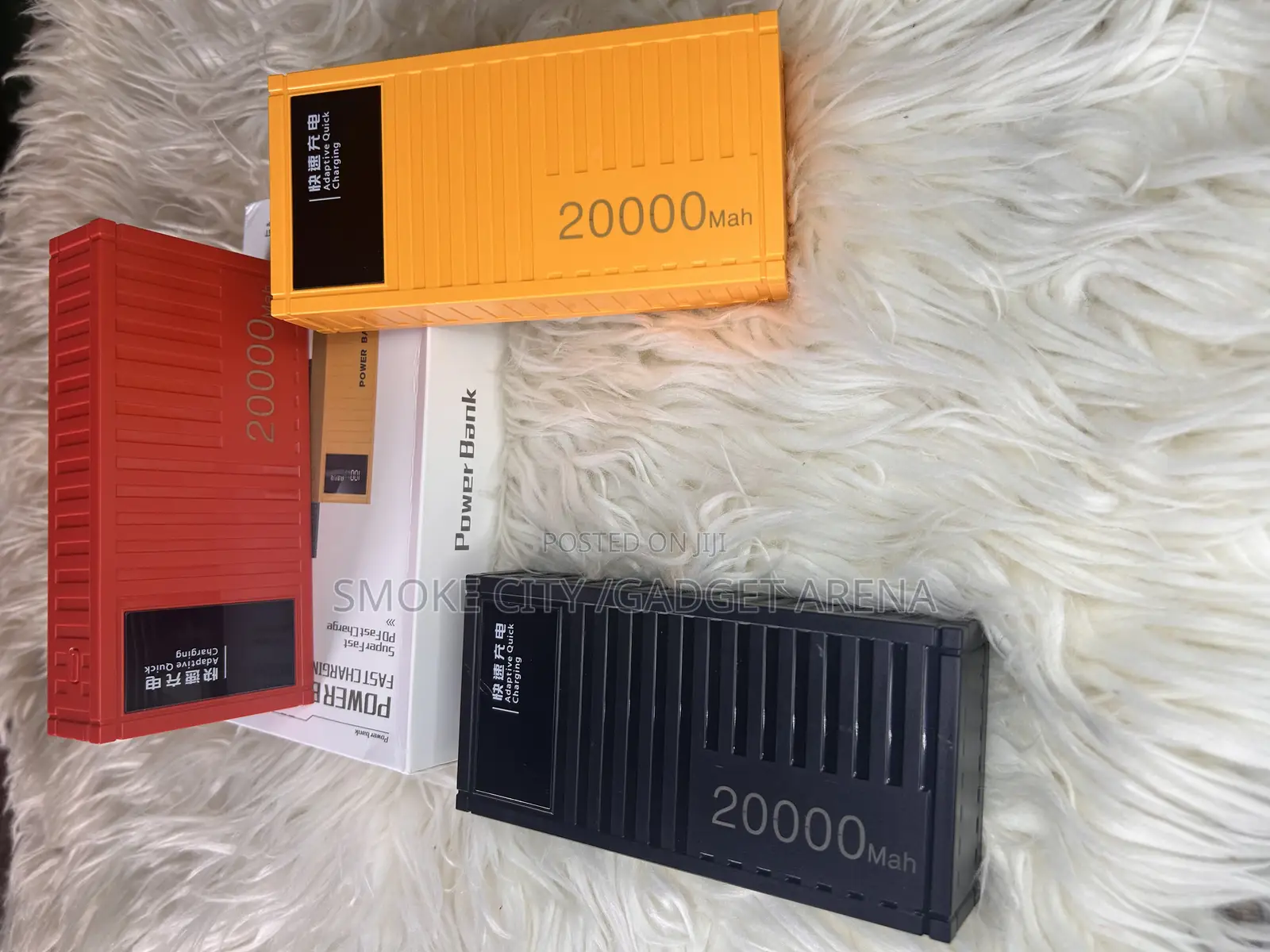 20,000 Mah Very Fast Charge Power Bank in Black,Orange,Yellow