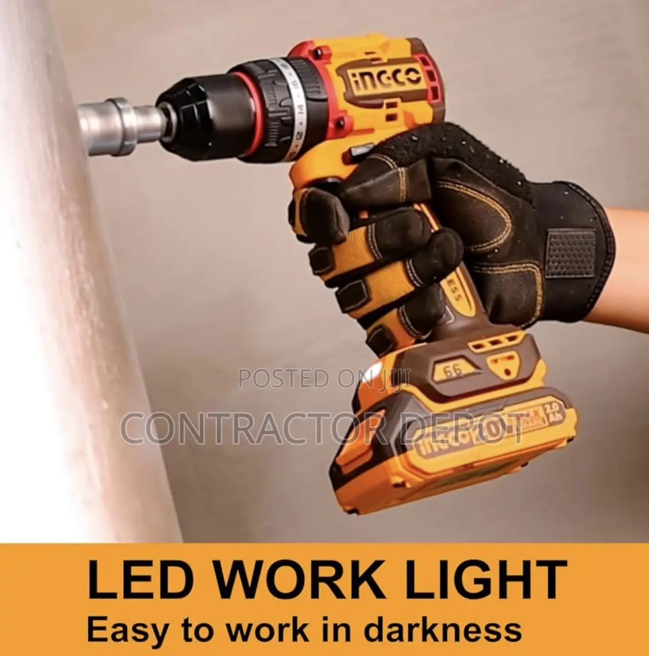 Ingco Compact Brushless Cordless Impact Drill 66nm 13mm
