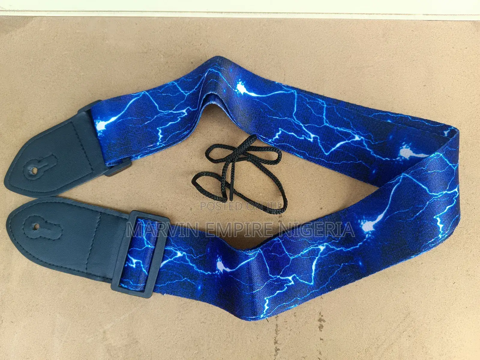 2 Blue Lightning Pattern Adjustable Guitar Strap for Electric Acoustic