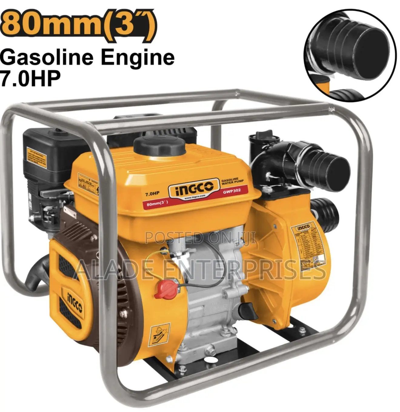 Ingco Gasoline Water Pump Petrol Engine 7hp 3.0 Inches