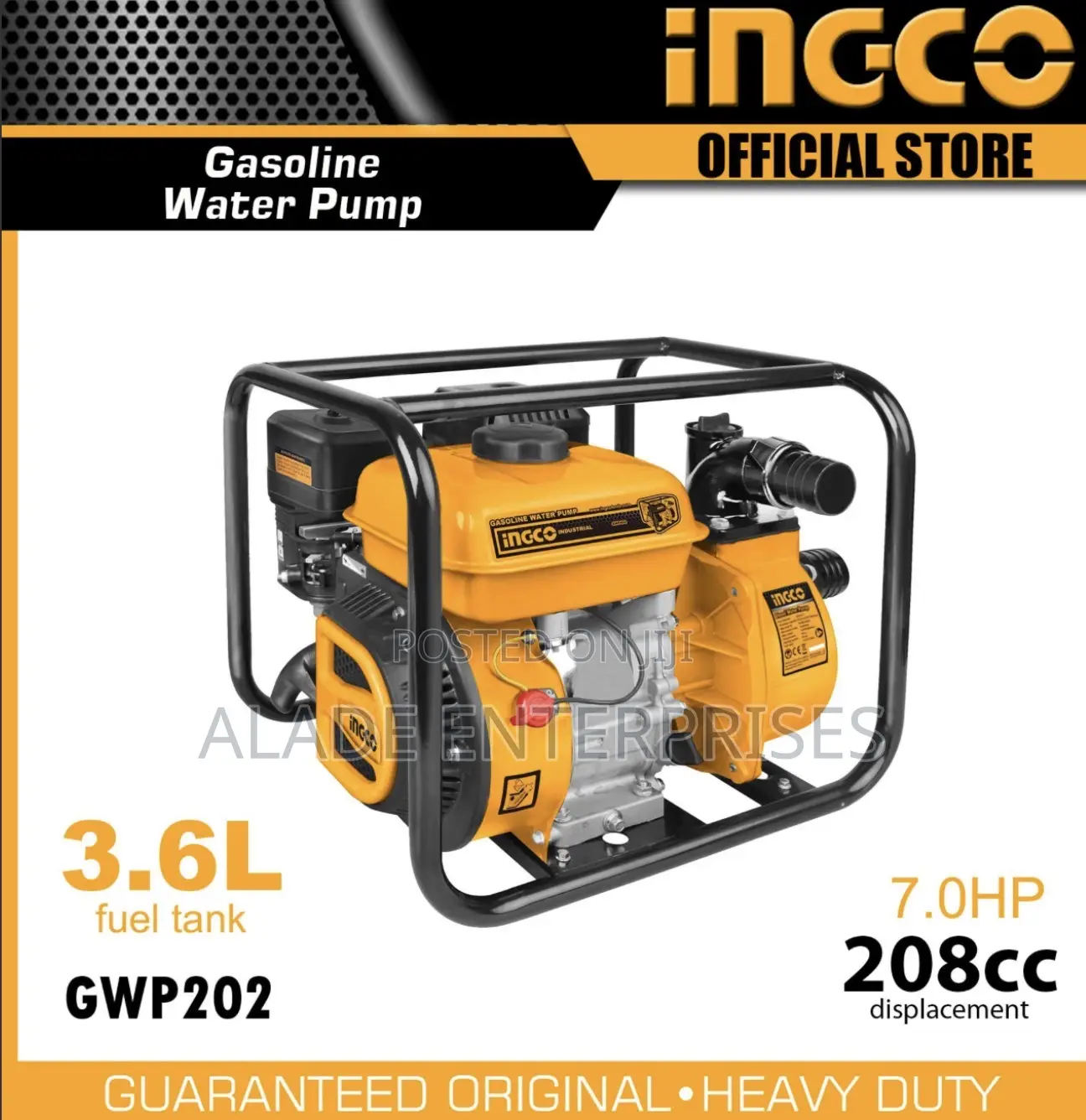 Ingco Gasoline Water Pump Petrol Engine 7hp 3.0 Inches