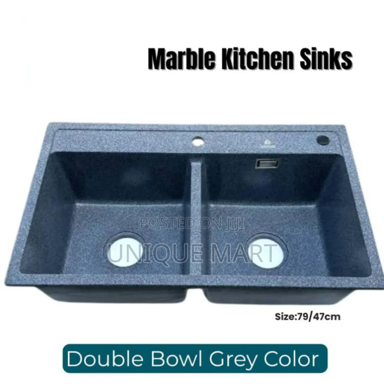 79cm Grey Color Marble Sink With Double Bowl