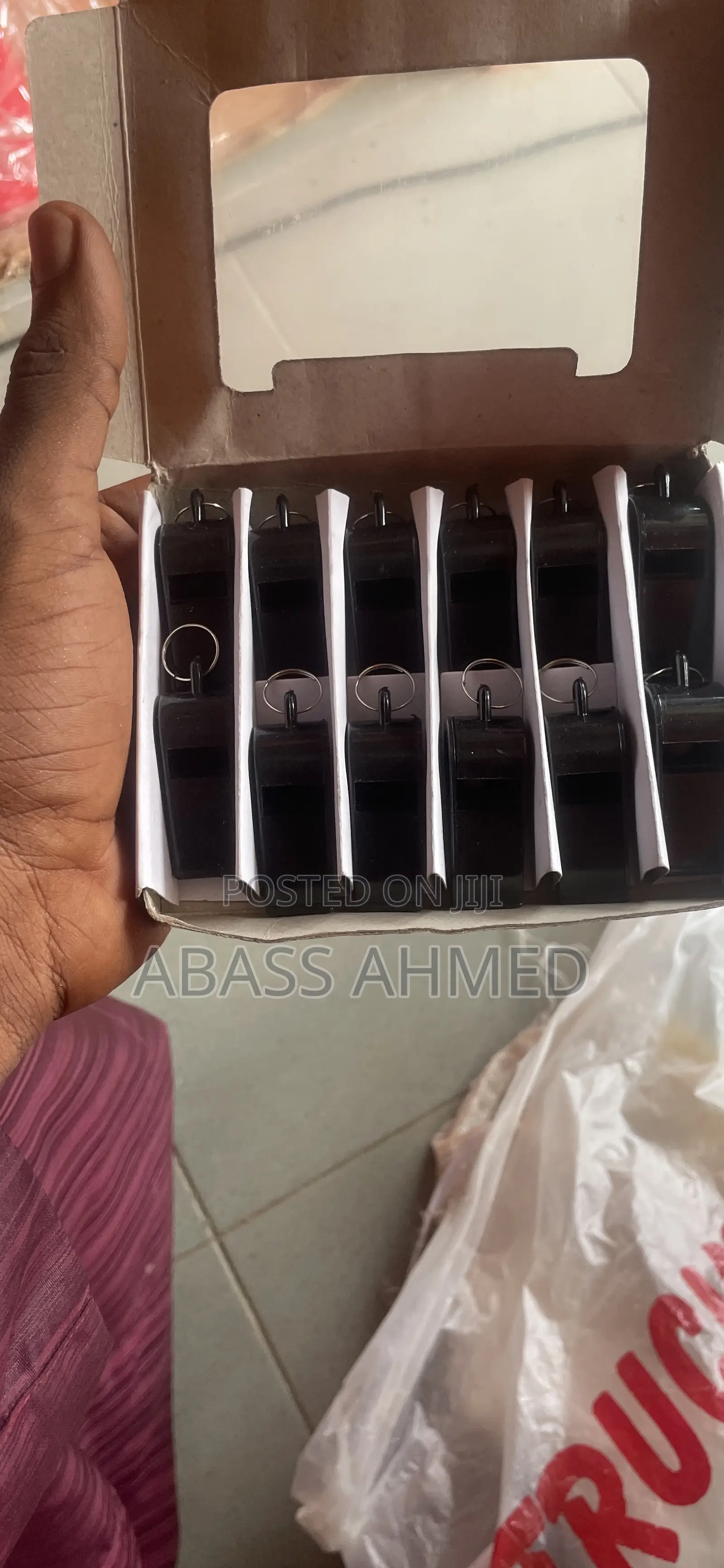 Black Security Whistle Plastic 12 Pcs