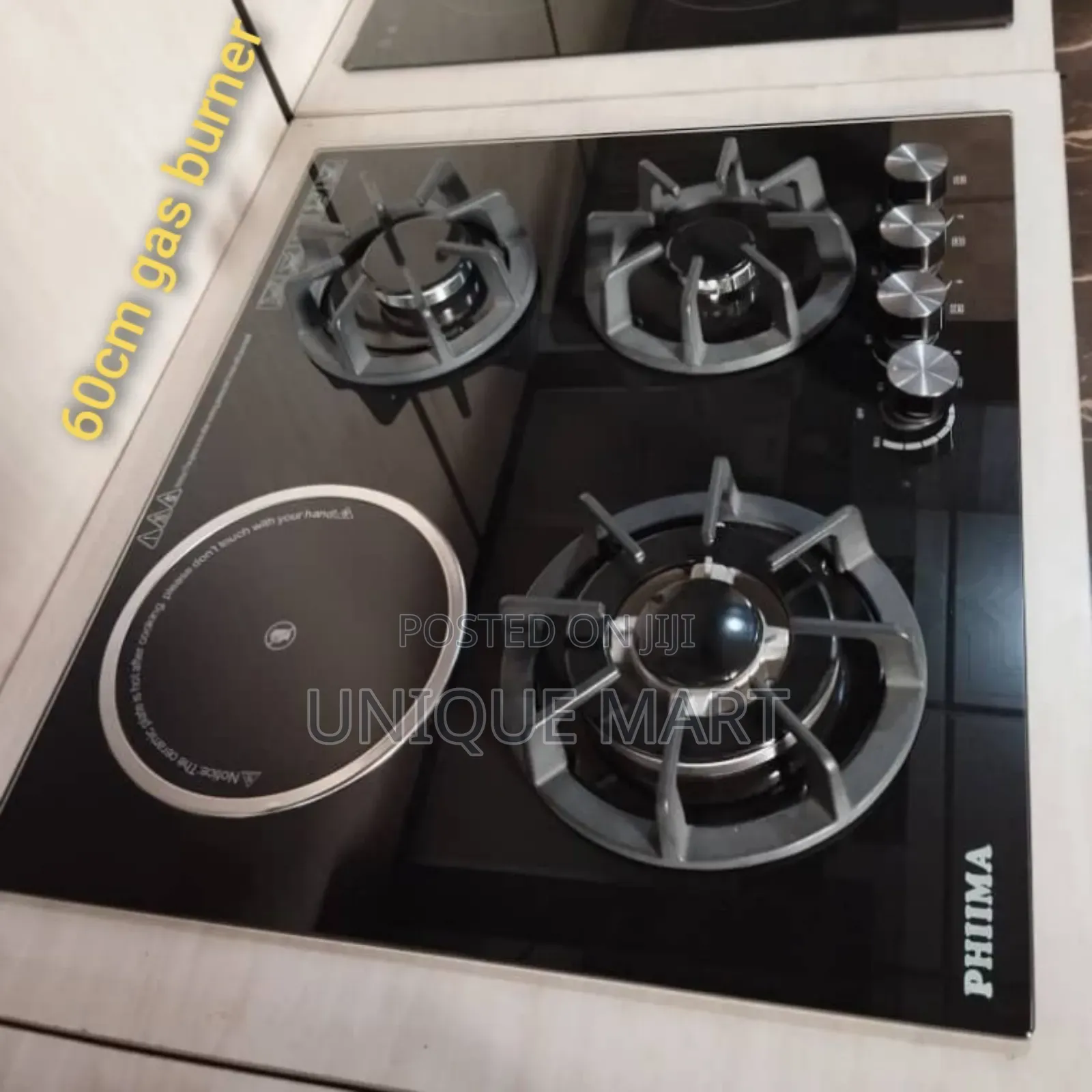 60 Cm 3 Gas Burner and 1 Hotplate. Brand: Phiima