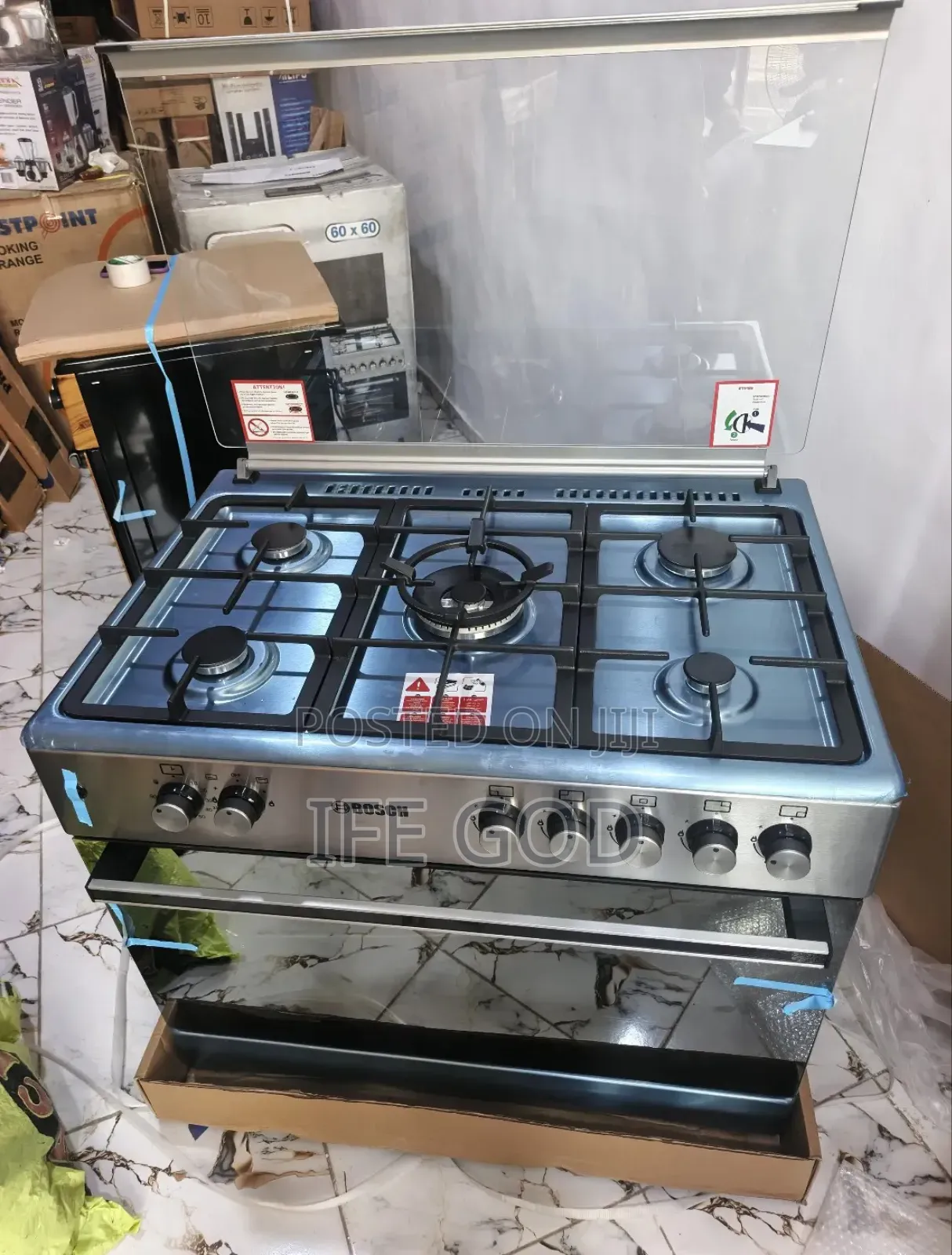 Original Bosch Luxury Standing 5 Burners Gas Cooker Stainless Steel