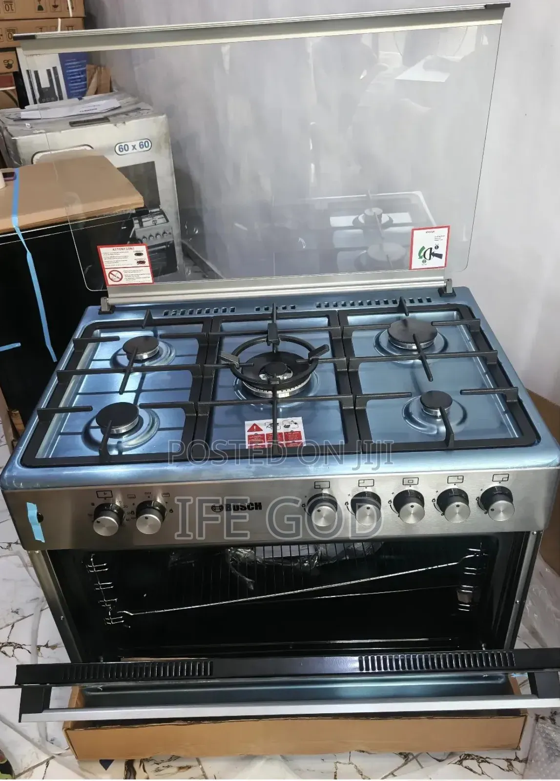 Original Bosch Luxury Standing 5 Burners Gas Cooker Stainless Steel