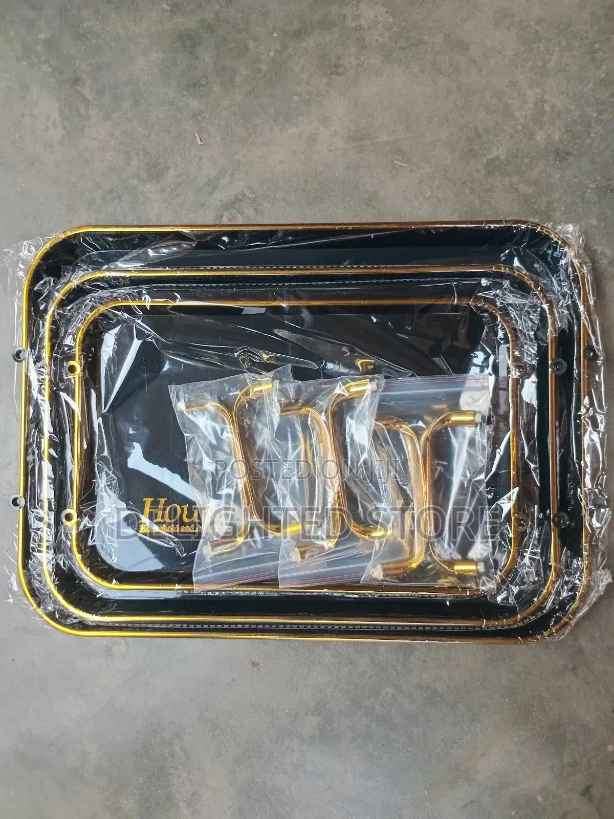 3in1 Elegant Set Serving Tray With Golden Handles