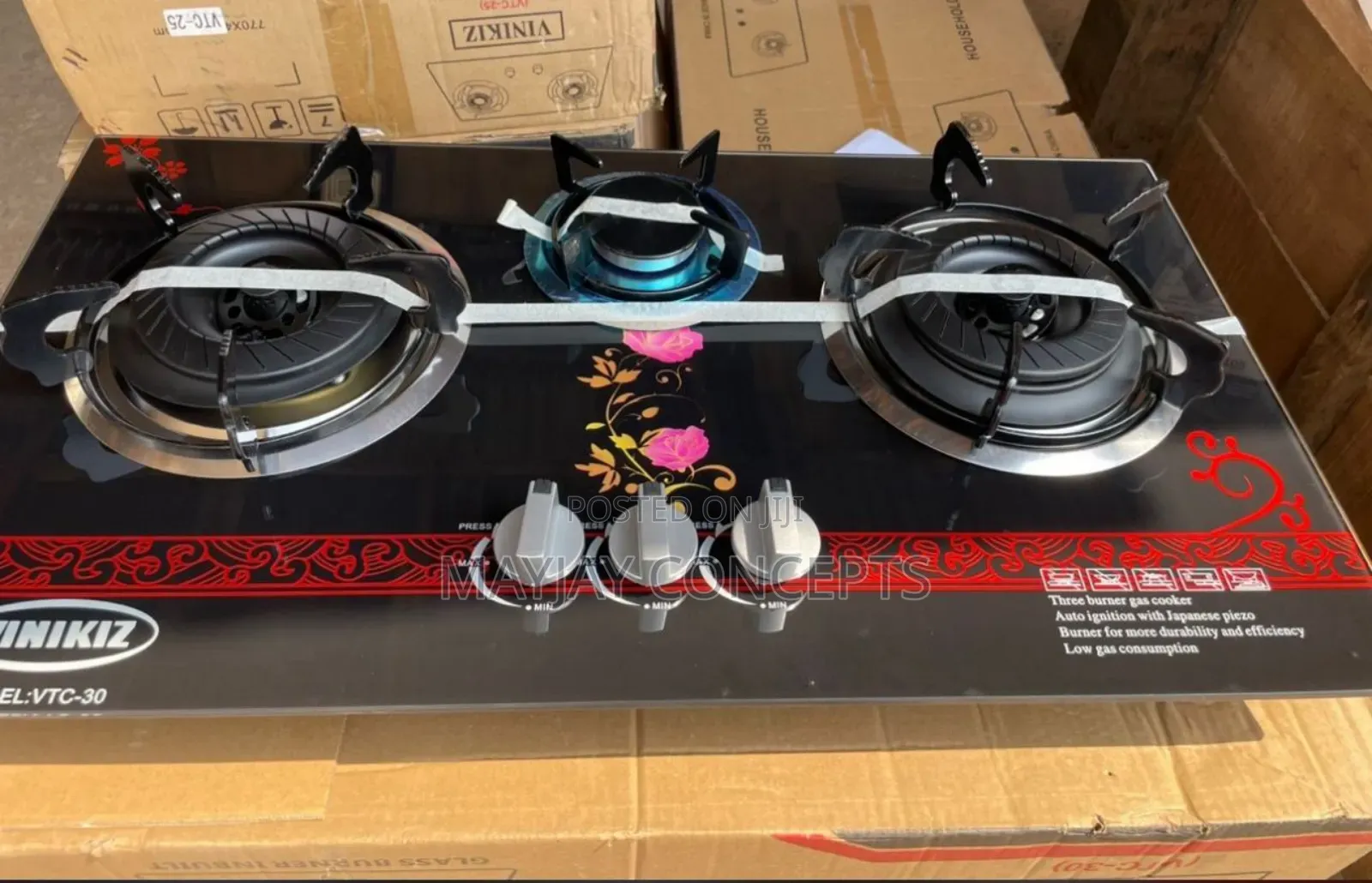 Vinikiz 3-Face Inbuilt/Cabinet Flat Table Burner