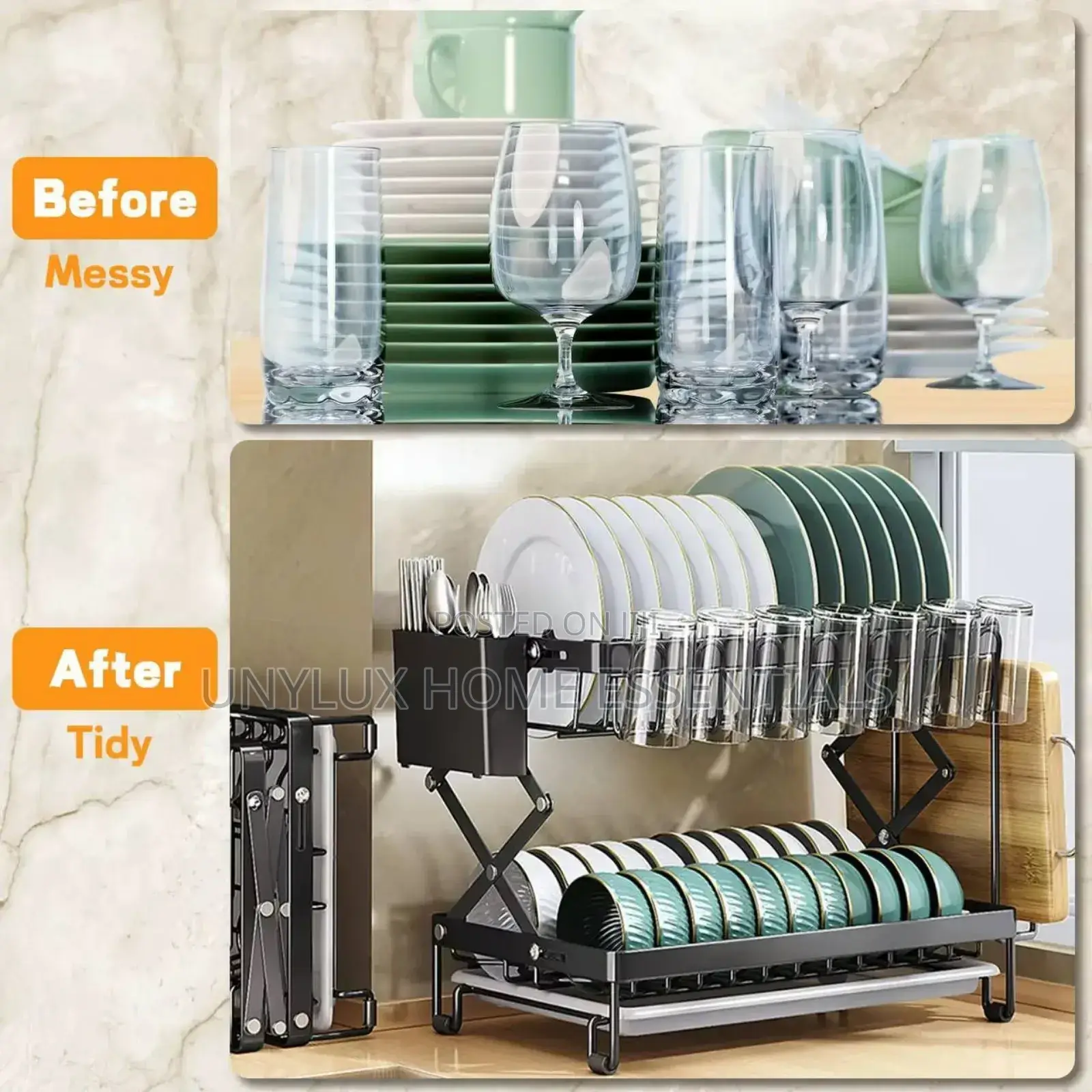2 Tier Folding Plate Rack