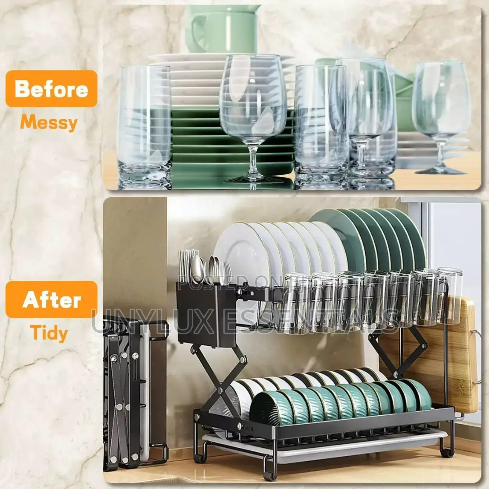 2 Tier Folding Plate Rack