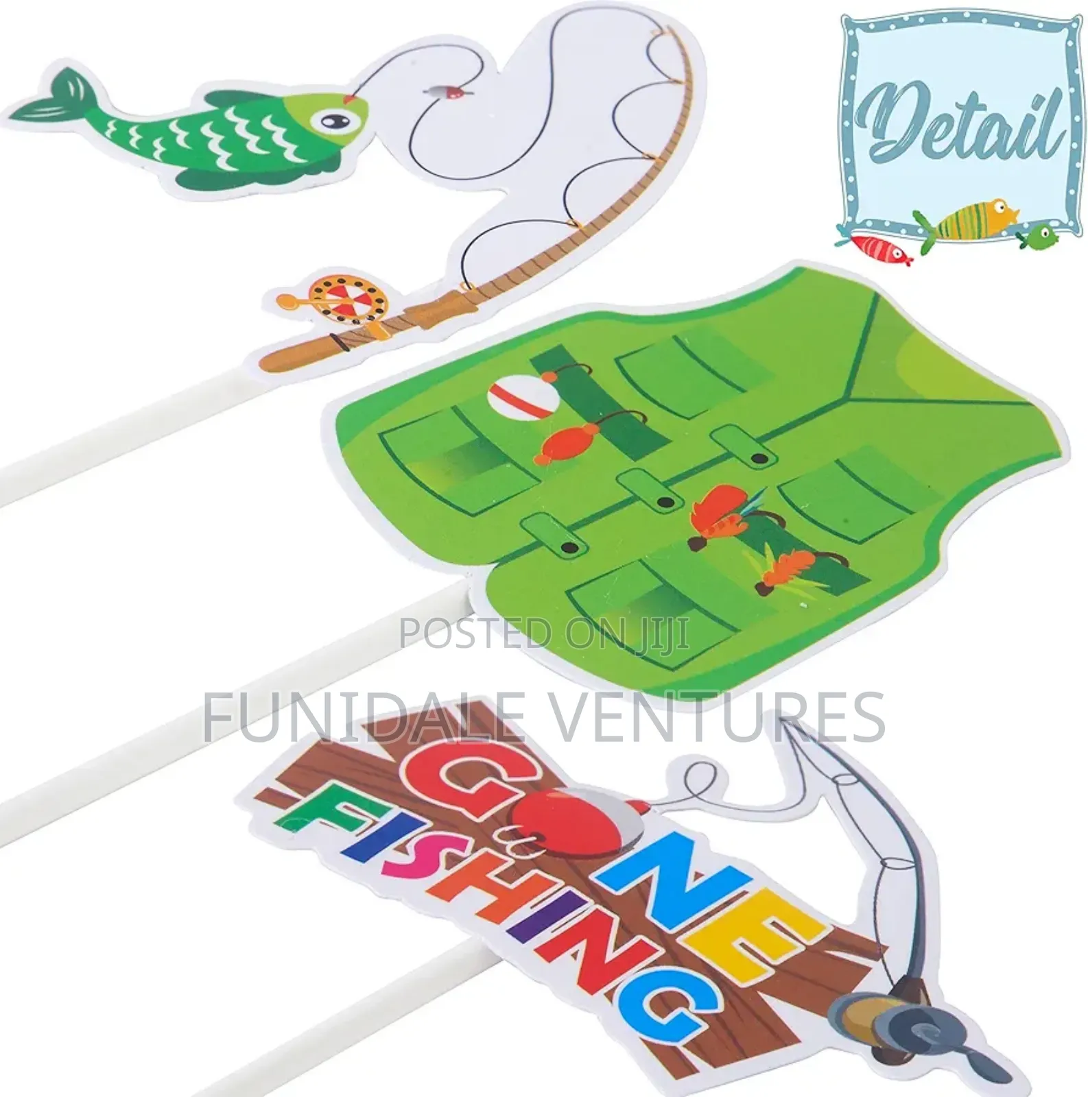 36pcs Gone Fishing Cake and Cupcake Toppers