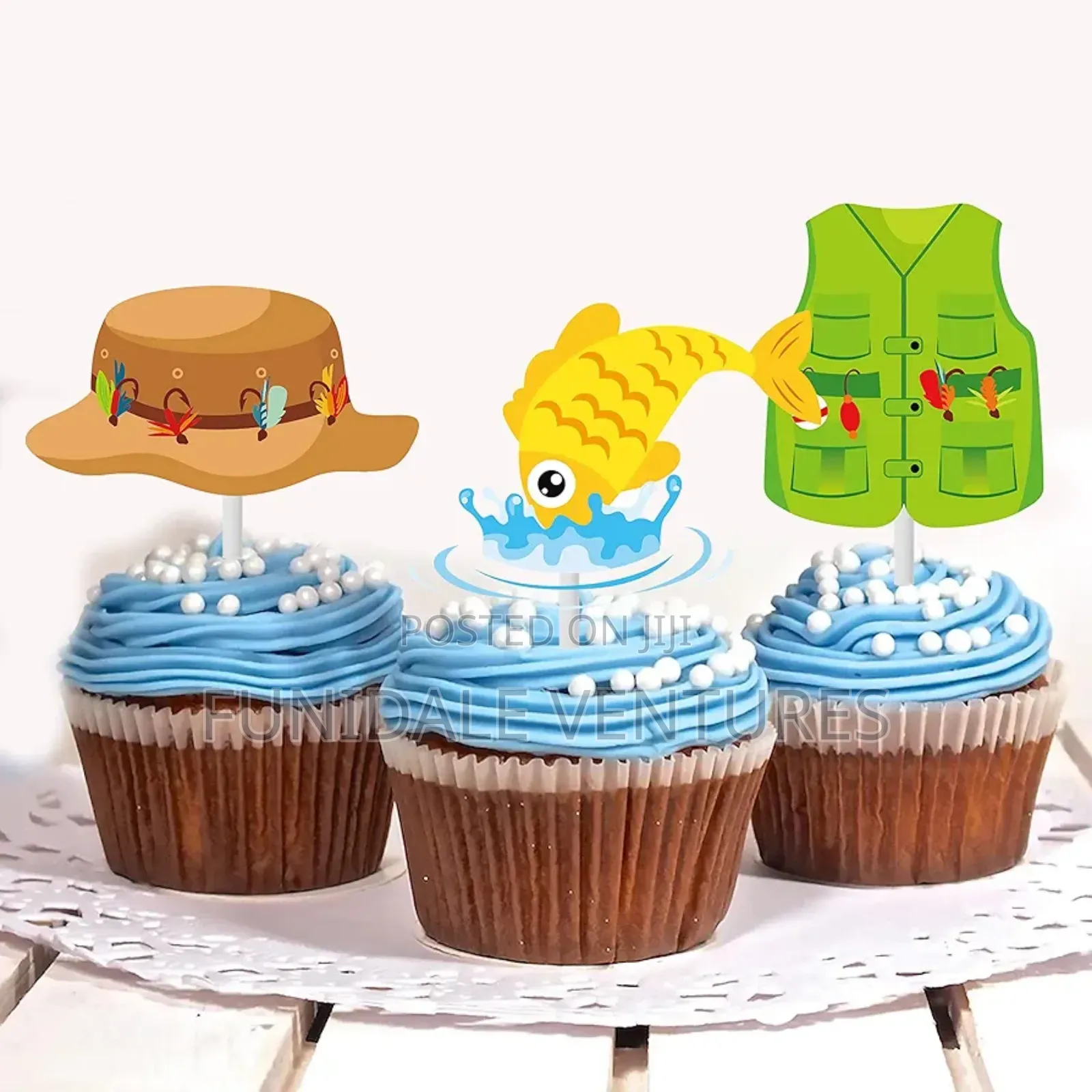 36pcs Gone Fishing Cake and Cupcake Toppers