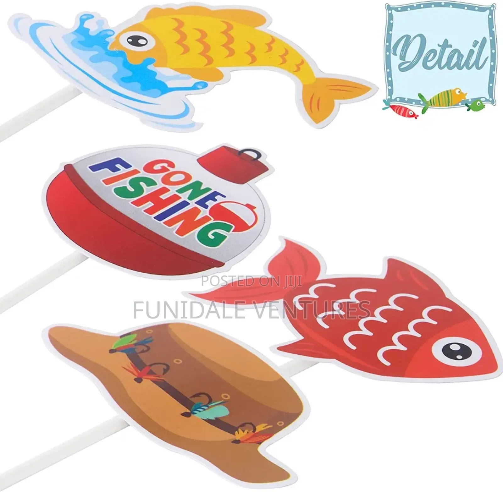 36pcs Gone Fishing Cake and Cupcake Toppers
