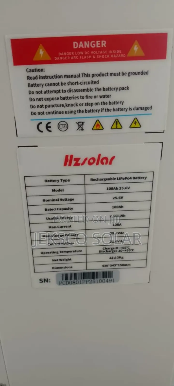 2.5kw, 24v Solar Lithium Battery, Hz Solar, 100a